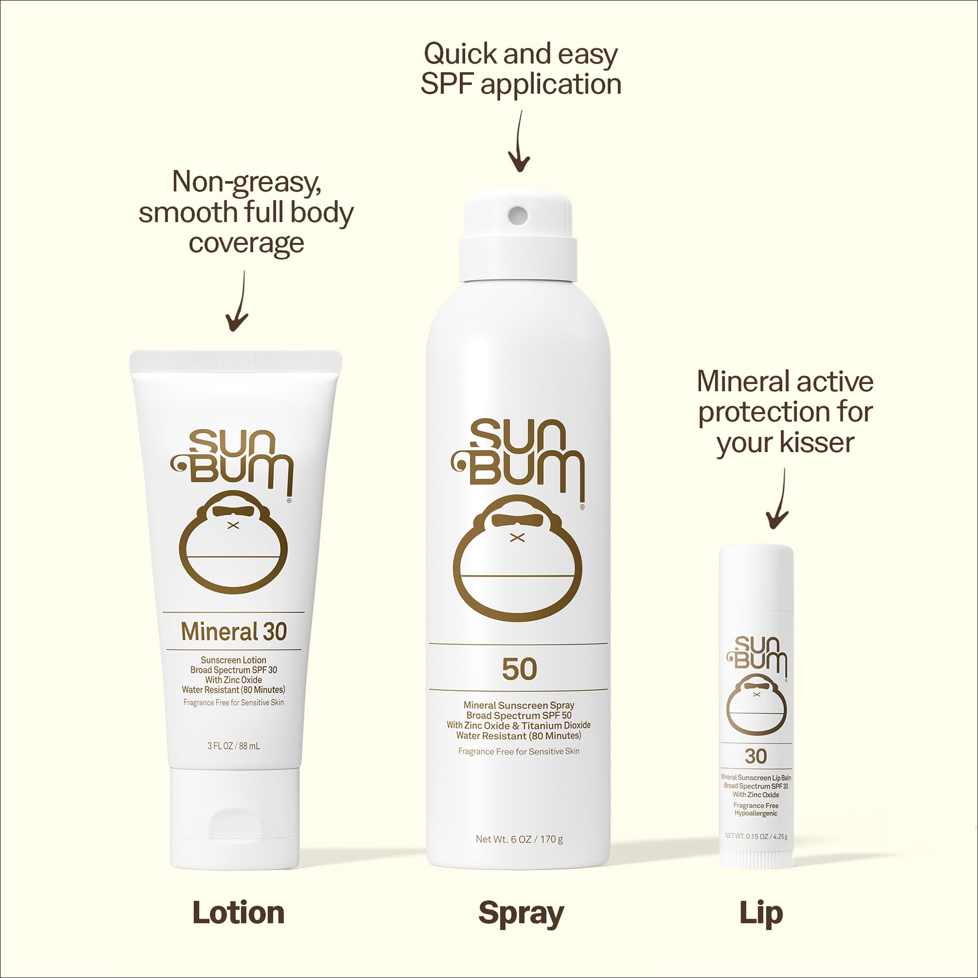 Sun Bum Mineral SPF 50 Sunscreen Body Lotion - Broad Spectrum Moisturizing Sunscreen with Vitamin E - Vegan and Hawaii 104 Act Compliant (Made without Octinoxate & Oxybenzone) - Travel Size - 3 oz
