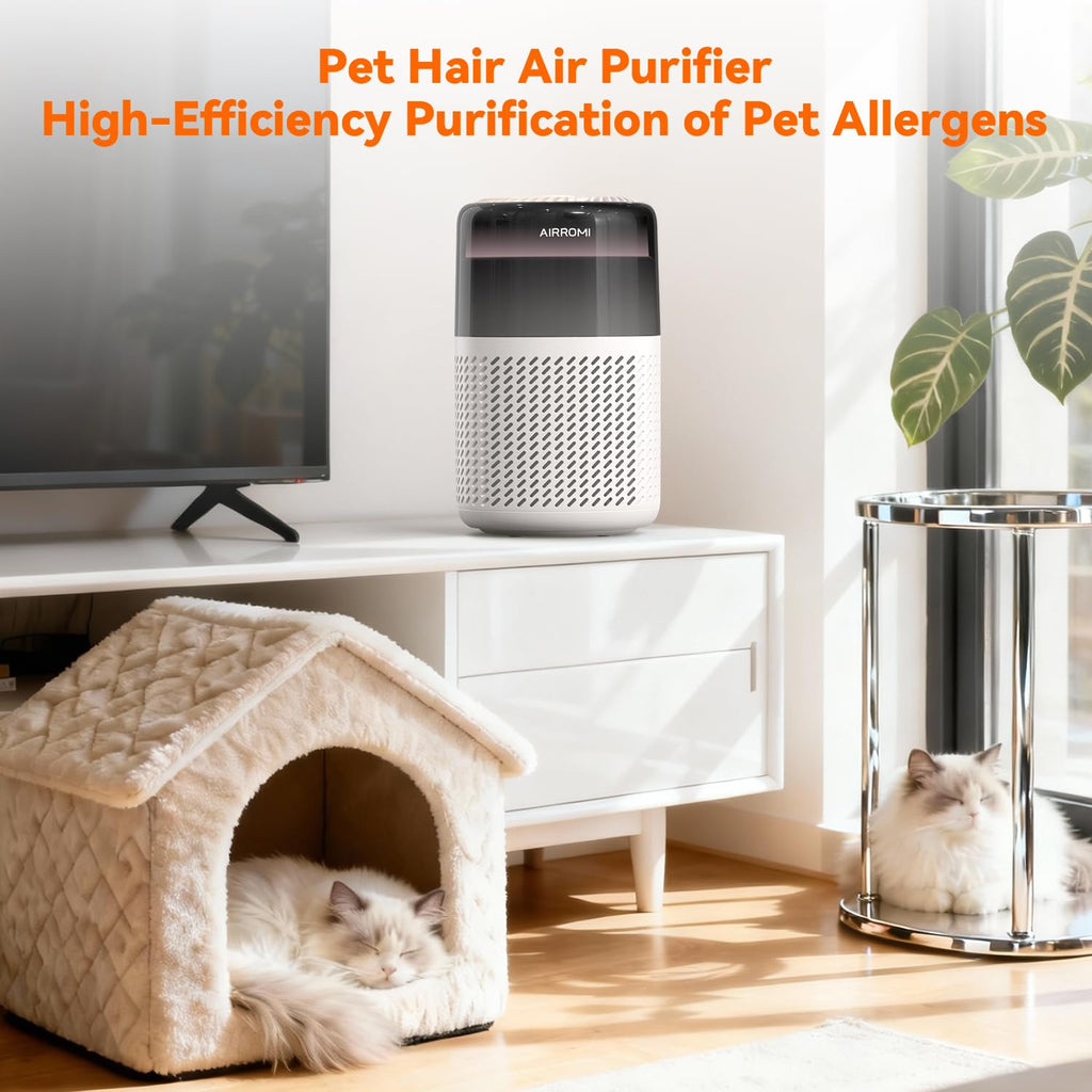 AIRROMI HEPA Air Purifier for Bedroom&Home,Pet Air Purifier for Home Pets,Removes Pet Odor,Cat Litter Smell,Dust,Smoke&Allergies,Quiet Room Air Purifier with Scents,360°Air Cleaner,A2005 Black