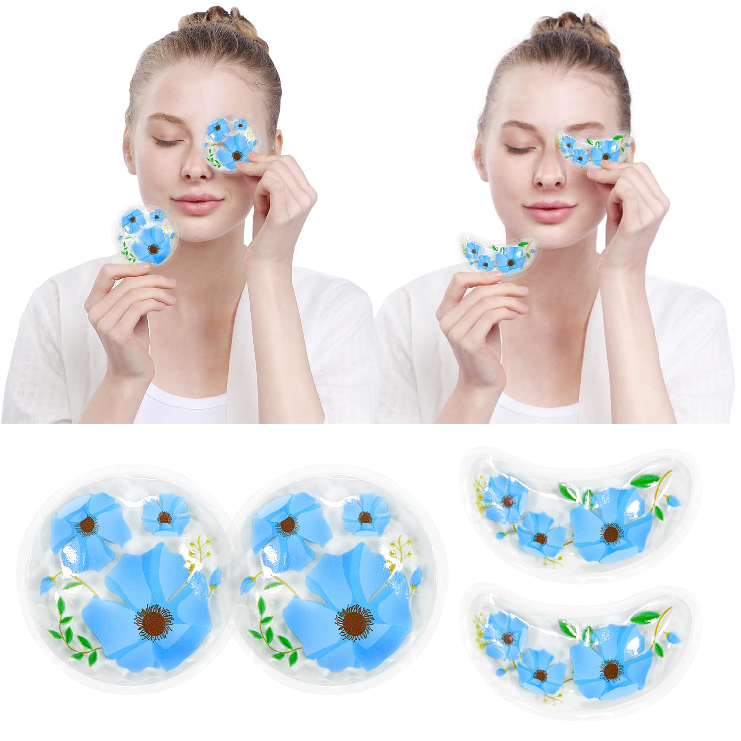 4PCS Gel Eye Ice Pack Set Reusable, Cold and Hot Compress for Eyes, Ice Pack for Eyes, Cooling Eye Pads for Eye Strain, Swelling, Redness, Dark Circles, Puffy Eyes, and Eye Recovery Surgery.