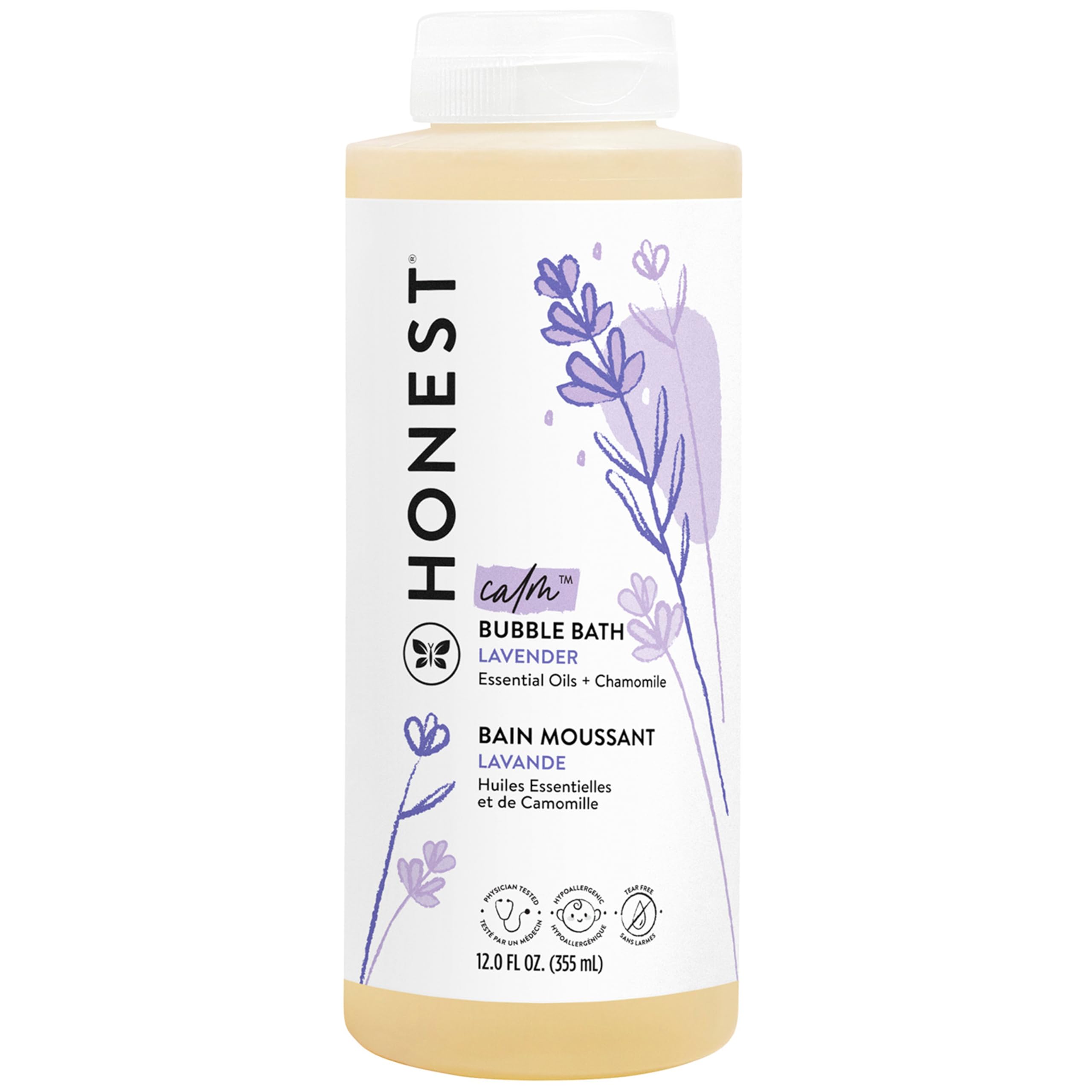 The Honest Company Foaming Bubble Bath Gentle for Baby, Naturally Derived, Tear-free, Hypoallergenic, Fragrance Free, Sensitive, 12 fl oz