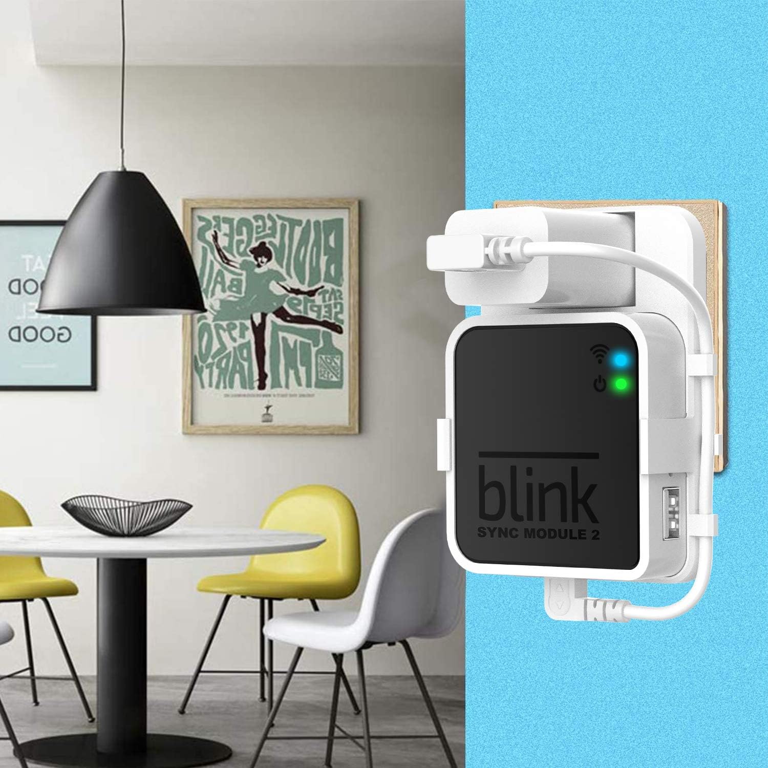 Outlet Wall Mount for Blink Sync Module 2, Mount Bracket Holder for Bink Ourdoor Indoor Camera Security with No Messy Easy to Move (White)