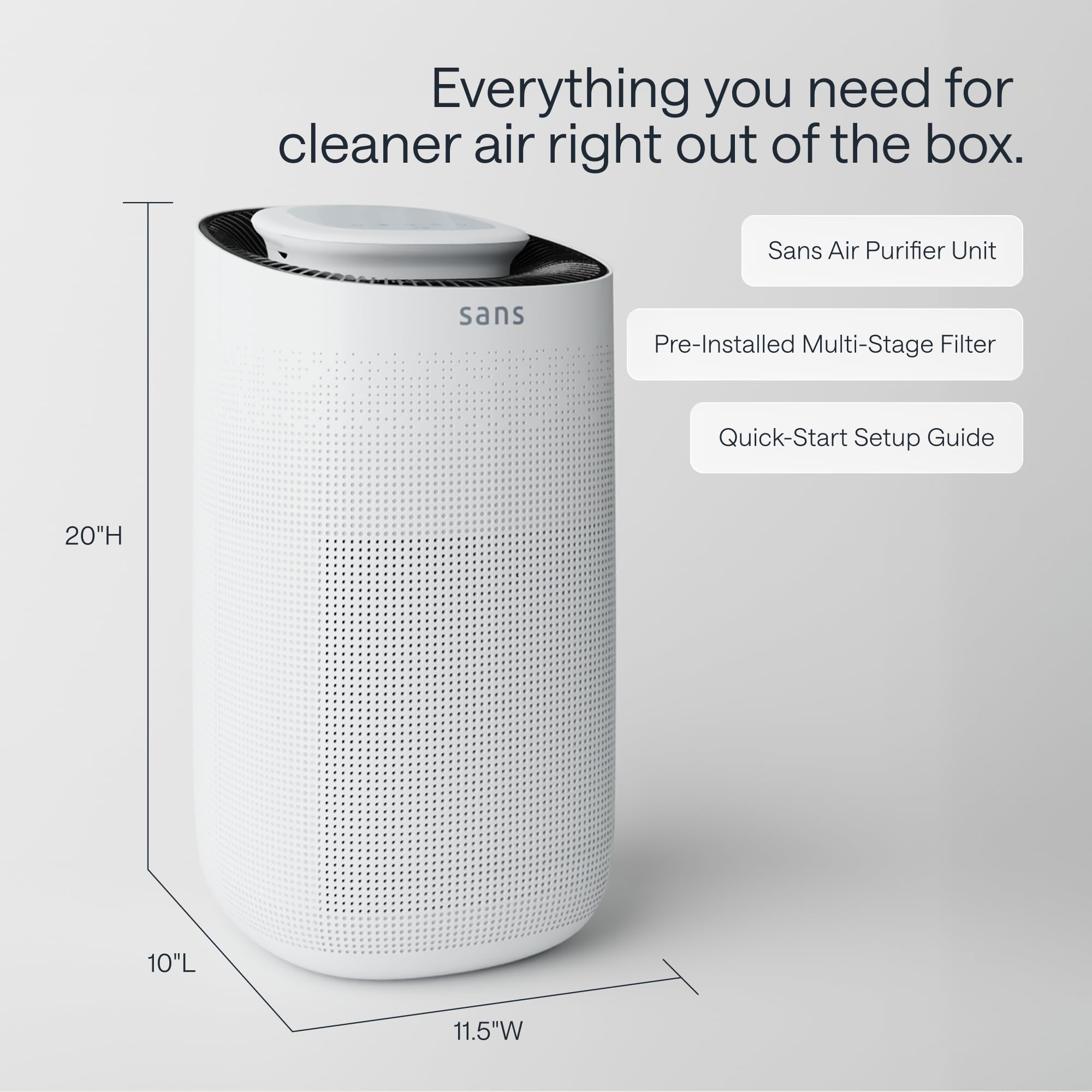 Sans True HEPA Air Purifier for Extra Large Rooms (1,854 sq ft) | UV-C Light Layer & Carbon Odor Absorption | Quiet 25dB Auto-Mode, Captures Smoke, Dust & Allergens (White)
