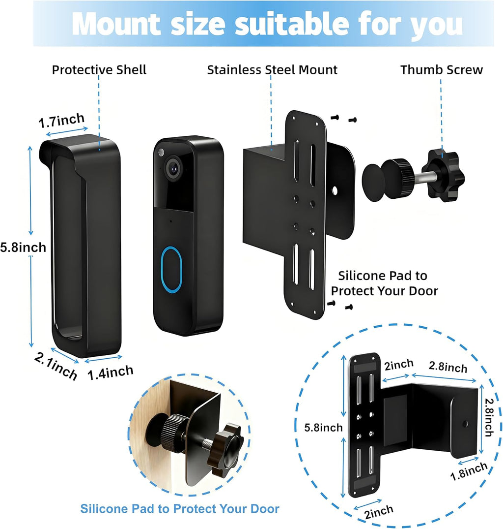 Anti-Theft Blink Doorbell Mount,No-Drilling Non-Blocking Motion Sensor Design,Apartment Door Bell Kits for Renters,Weatherproof Blink Camera Holder with Rain Cover,Easy Installation