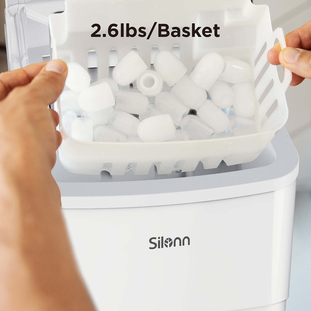 Silonn Nugget Ice Maker Countertop Pellet Machine with Self-Cleaning, Black | 36 lbs/24H, ice in 6 mins, soft chewable ice, removable cover, quiet operation, LED control panel, compact design