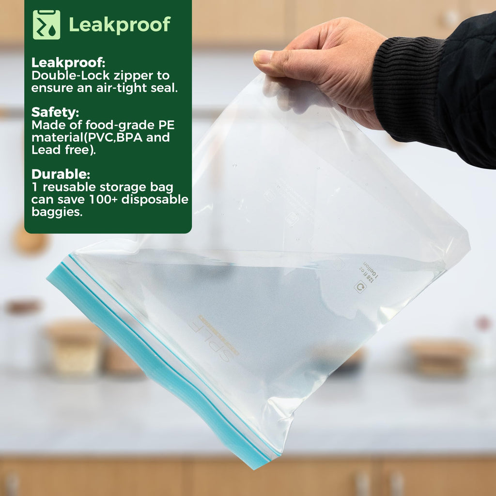 SPLF 24 Pack Reusable Food Storage Bags Dishwasher Microwave Safe, BPA Free Reusable Freezer Bags, Silicone Free Containers for Meal Prep, Fridge Kitchen Organization - 8 Gallon 8 Sandwich 8 Snack