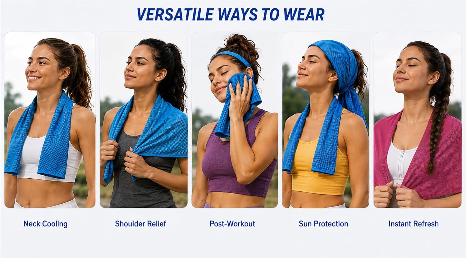 JISHY Cooling Towels 4 Pack 40"x12",Gym Towels for Men and Women,Microfiber Soft Breathable Workout Towels for Travel, Yoga, Running, Outdoor Works & More
