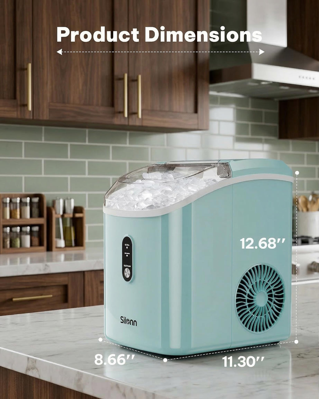 Silonn Nugget Ice Maker Countertop Pellet Machine with Self-Cleaning, Black | 36 lbs/24H, ice in 6 mins, soft chewable ice, removable cover, quiet operation, LED control panel, compact design