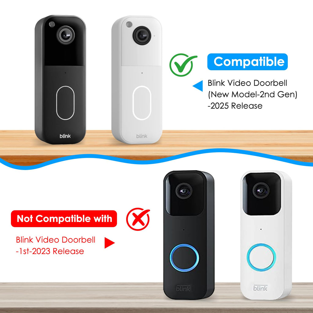 No Drill Blink Doorbell Camera Mount for All-new Blink Video Doorbell (2nd Gen), Mounting Bracket Cover with Adhesive Tape, Easy to Install for Apartment, Office, Home