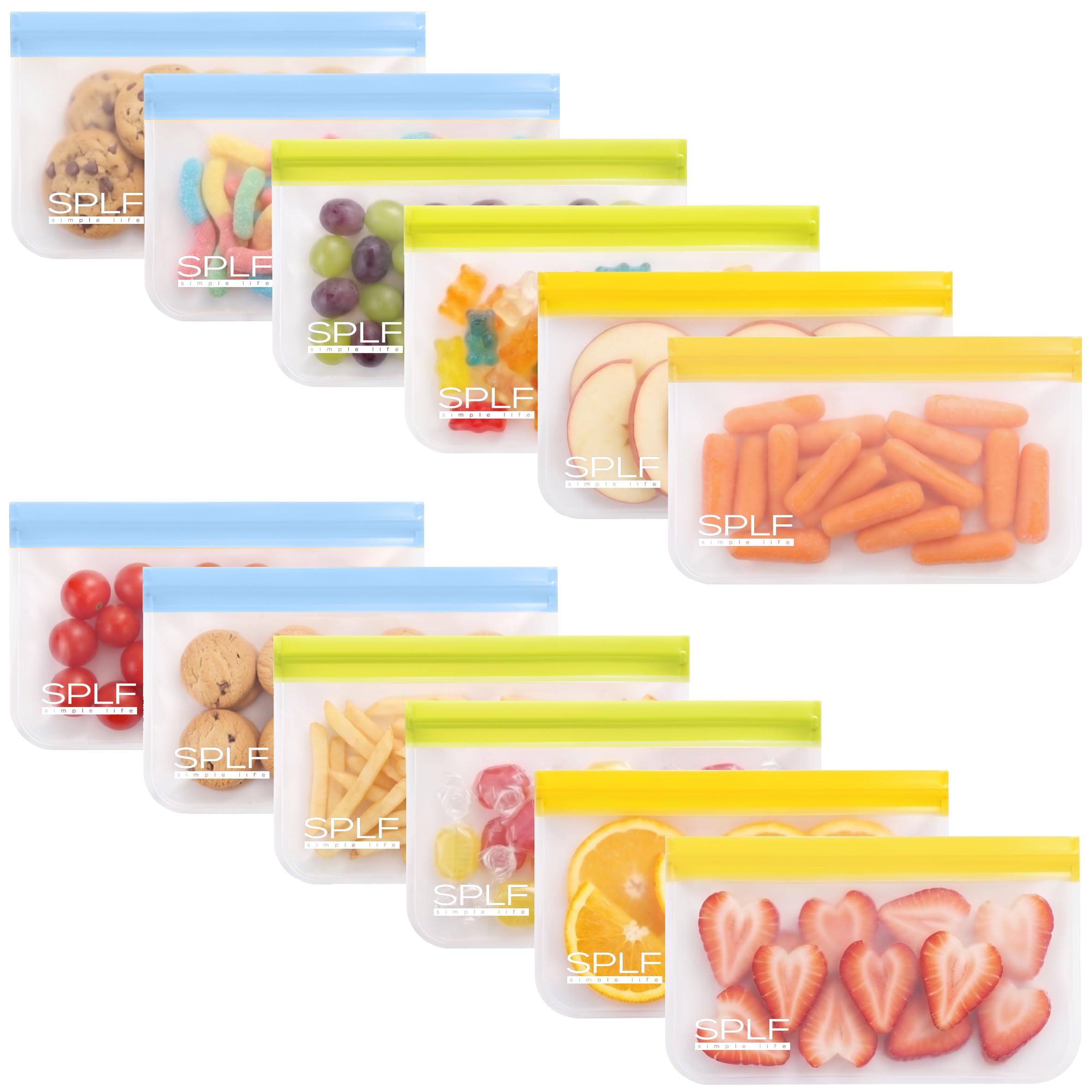 SPLF 6 Pack Reusable Gallon Freezer Bags Dishwasher Safe, BPA FREE Reusable Food Storage Bags, Extra Thick Leakproof Silicone Free 1 Gallon Bags for Marinate Meat, Cereal, Sandwich, Snack, Travel Item