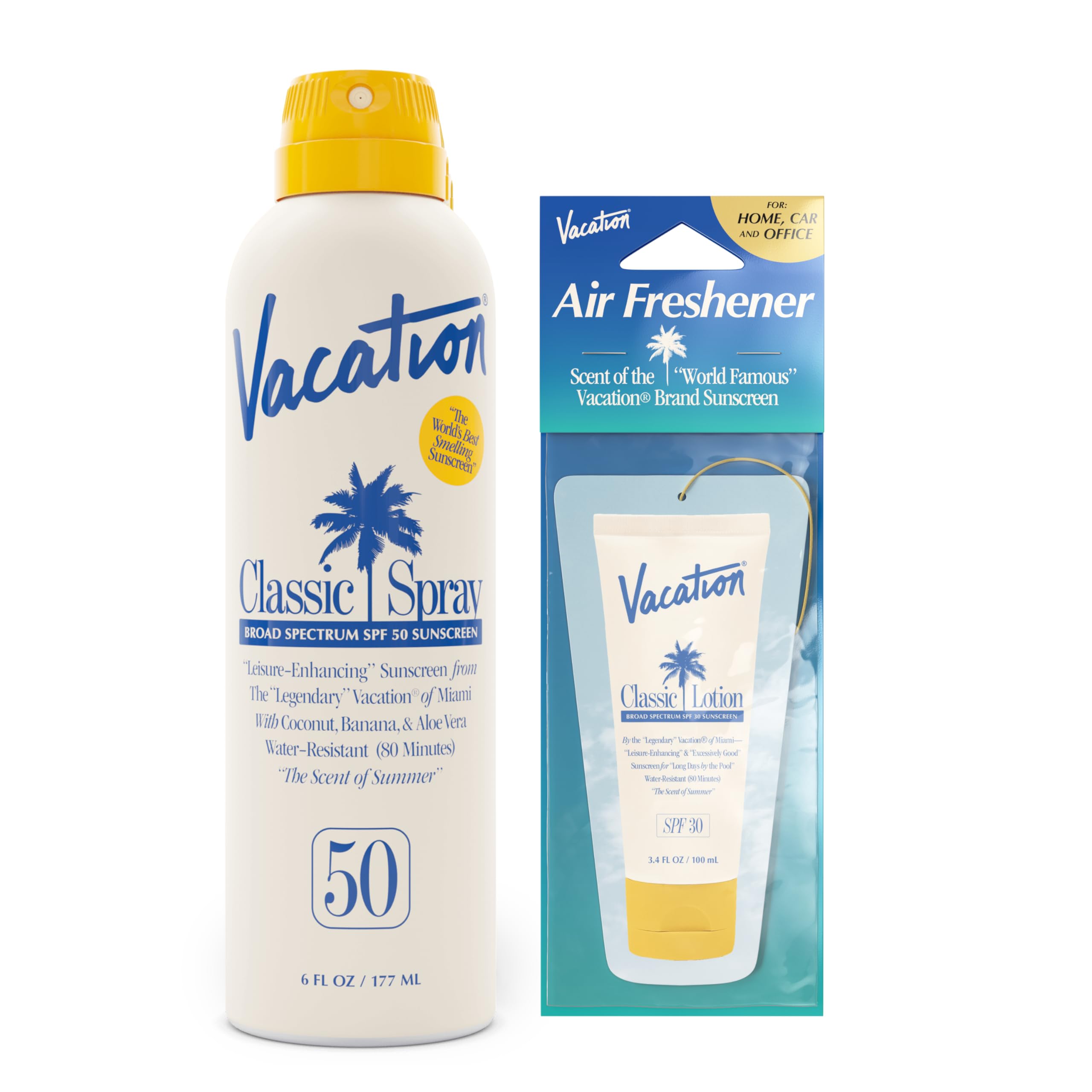 Vacation Classic SPF 50 Sunscreen Spray, 6 Fluid Ounces, Pack of 3 - Broad Spectrum, Lightweight, Transparent on All Skin Tones, Water-Resistant, Vegan, Dermatologist-Tested