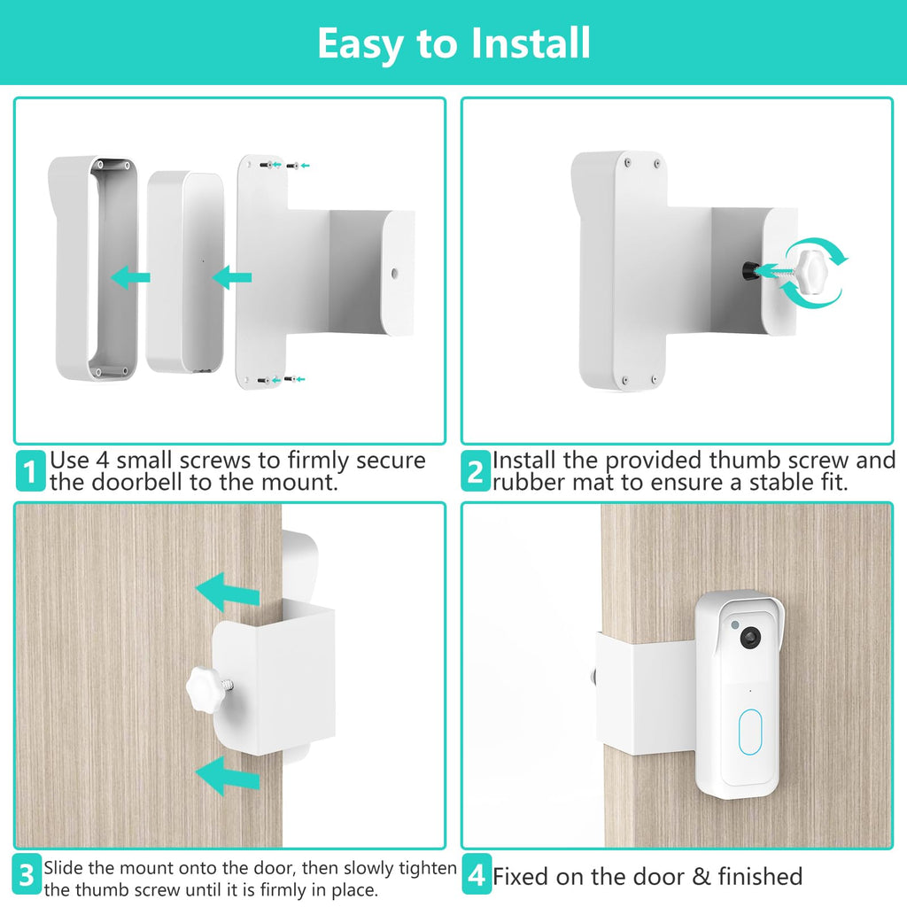 No-Drill Blink Doorbell Mount, Anti-Theft Door Mount for Blink Doorbell Camera, Quick Install Doorbell Kits Ideal for Rental Apartments, No Sensor Blockage, Black
