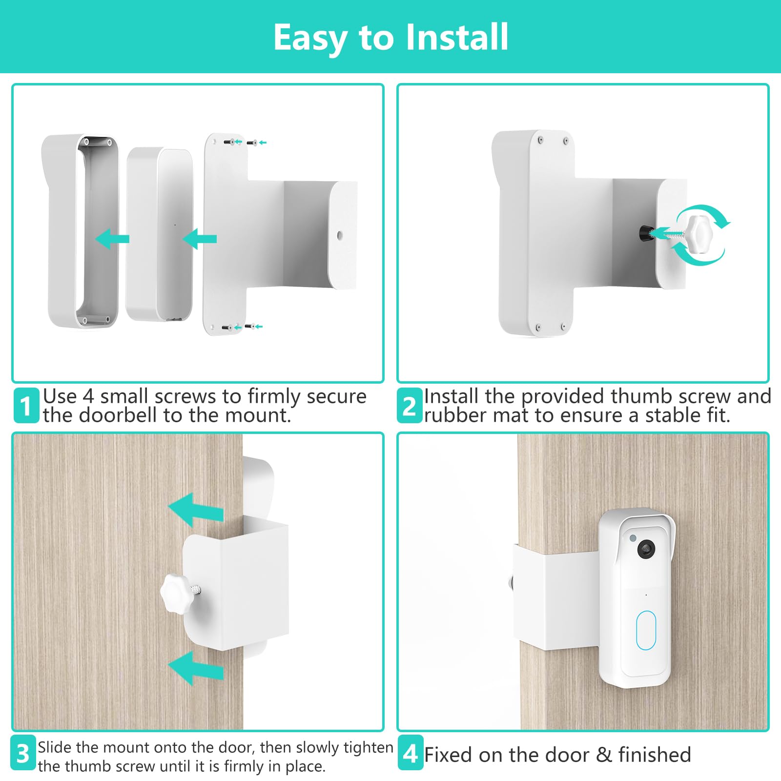 No-Drill Blink Doorbell Mount, Anti-Theft Door Mount for Blink Doorbell Camera, Quick Install Doorbell Kits Ideal for Rental Apartments, No Sensor Blockage, Black