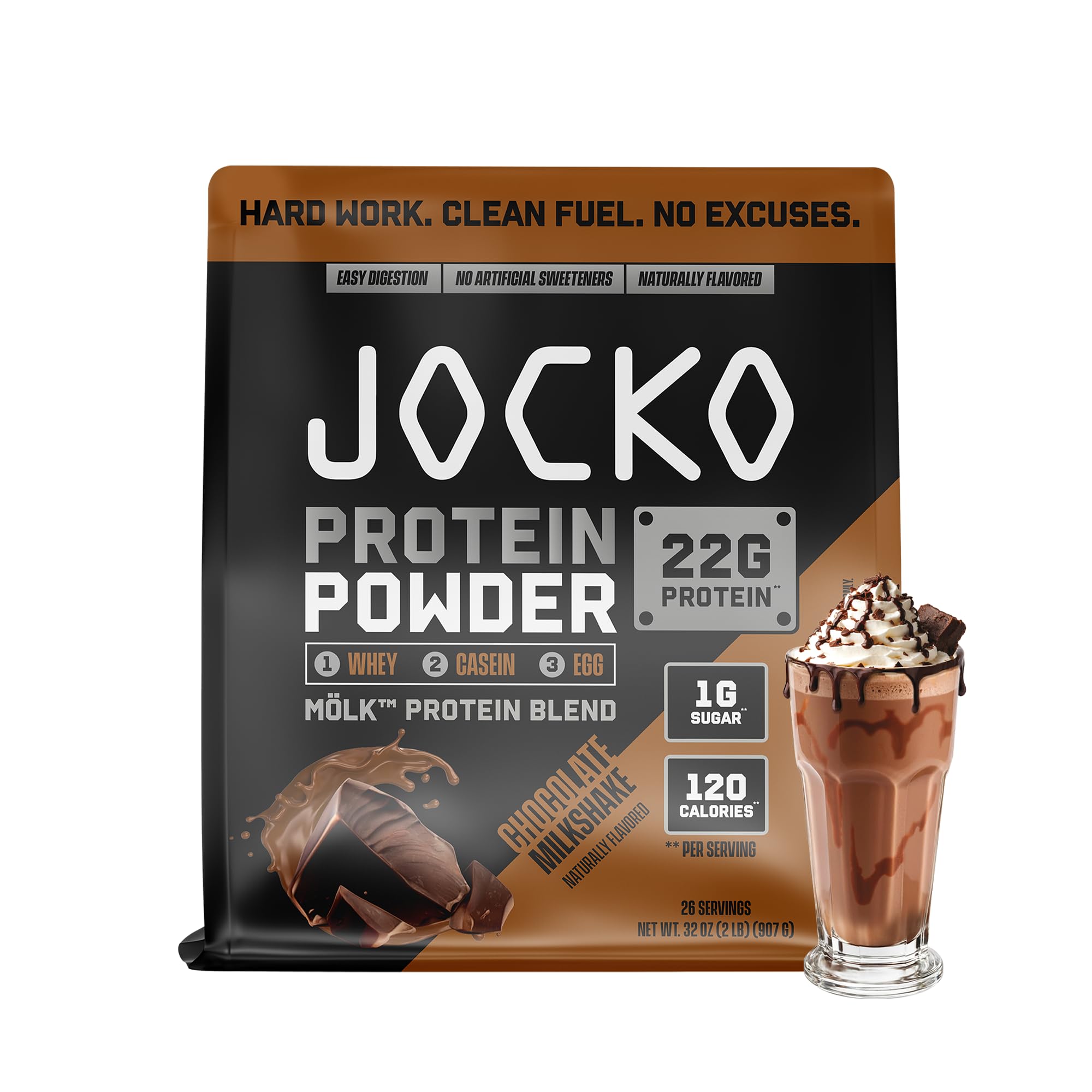 Jocko Fuel Whey Protein Powder, Chocolate Peanut Butter, 22g Protein, Digestive Enzymes + Probiotic Blend, No Sugar Added, with Essential Amino Acids + Electrolyte Minerals, 25 Servings