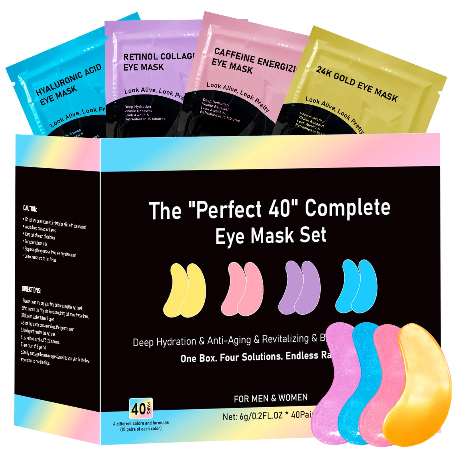 Adofect Hydrogel Caffeine Under Eye Masks, Collagen Eye Patches for Dark Circles Puffy Eyes Under Eye Bags, Deep Hydration Eye Gels for All Skin Types, Skin Care Gifts (Pink, 30 Pairs)