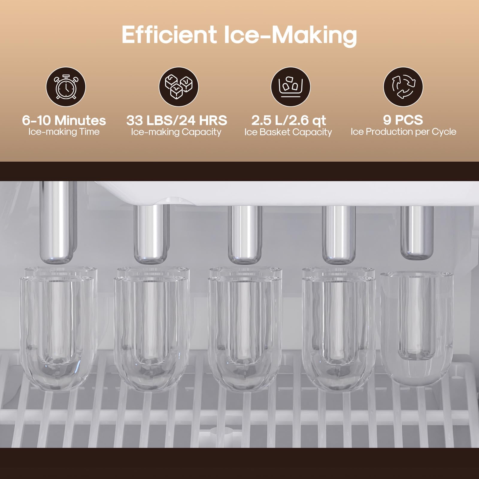 ICEPURE 3-in-1 Water Dispenser with Built-in Ice Maker, Water Cooler Dispenser for 5 Gallon Bottle Top Loading, Hot and Cold Water Dispenser with Child Lock for Home and Office, 33lbs/24H
