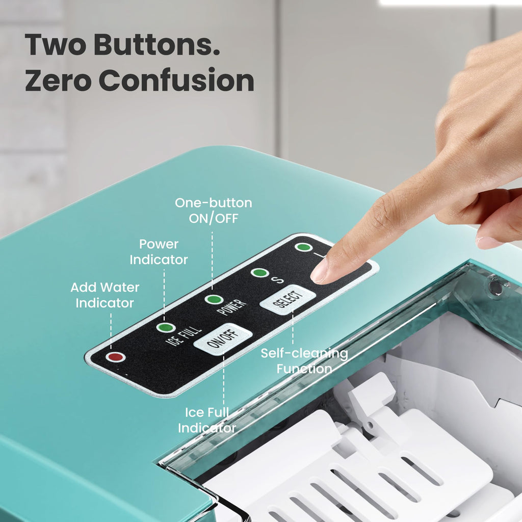 Countertop Portable Ice Maker Machine with Handle, 8 Bullet-Shaped Ice Cubes Ready in 6 Mins, 26Lbs/24H, Self-Cleaning Function with Ice Scoop and Basket for Home/Kitchen/Party (Black)