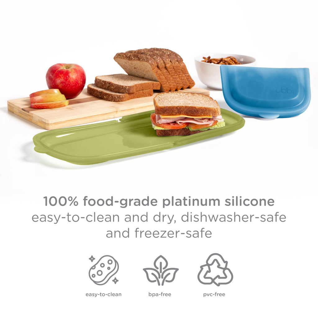 Ubbi Platemate Reusable Silicone Storage Bag, Smoothie Purple | Opens Flat as Placemat, Dishwasher & Freezer-Safe, Lunch Container, Leakproof Sandwich & Snack Bag, Easy to Clean, BPA-Free