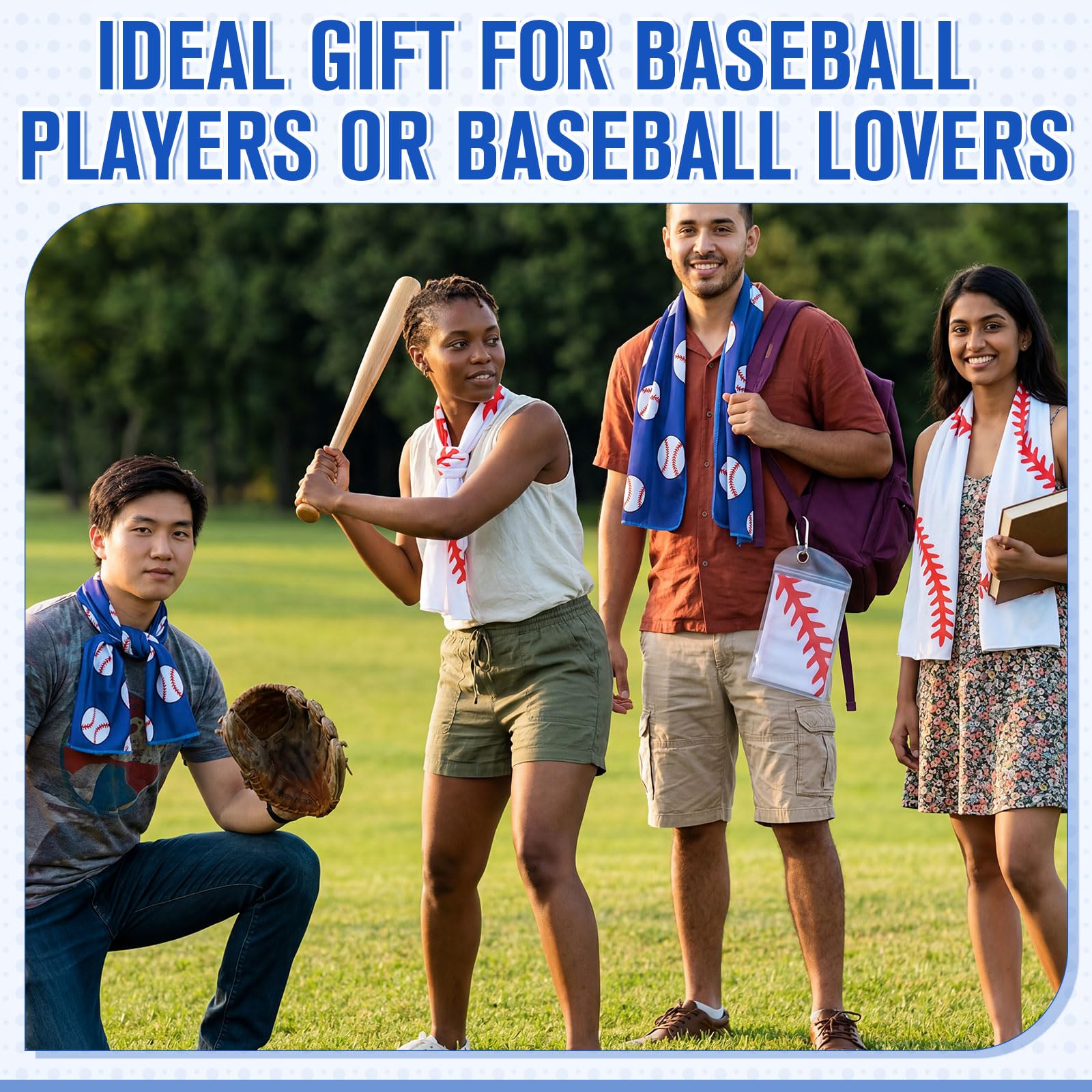 Mindsoft 12 Set Softball Cooling Towels for Sports Team Gifts with Carrying Pouch 30 x 9 Inch Softball Towels Bulk Microfiber Ice Cooling Rags for Birthday Party Favors Swag Bag Stuffers