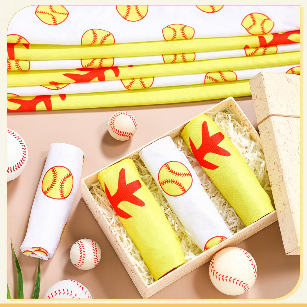 12 count Sports Cooling Towels Baseball Basketball Softball 40 x 12 Inch Breathable Soccer Football Volleyball Microfiber Ice Towel Fast Drying for Sport Party Favors Team Gift(Yellow,Softball)