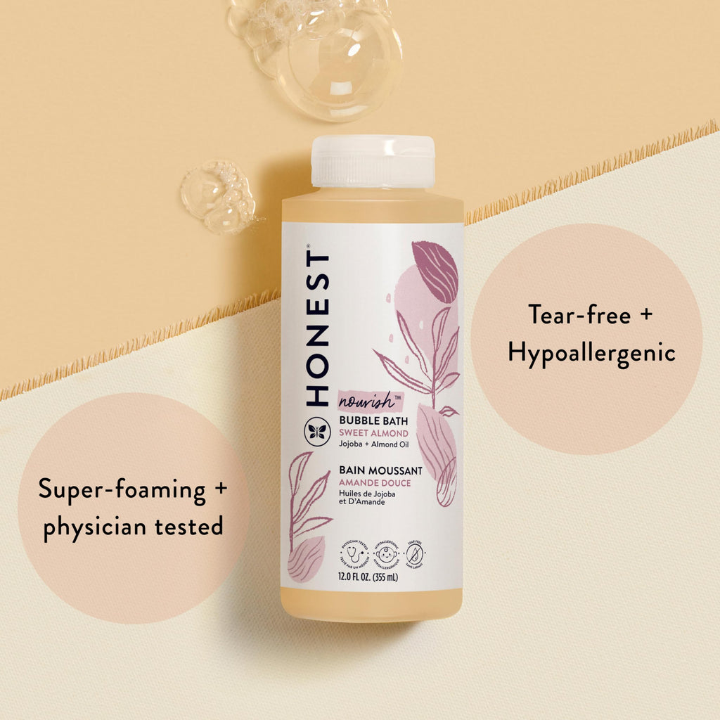 The Honest Company Foaming Bubble Bath Gentle for Baby, Naturally Derived, Tear-free, Hypoallergenic, Fragrance Free, Sensitive, 12 fl oz
