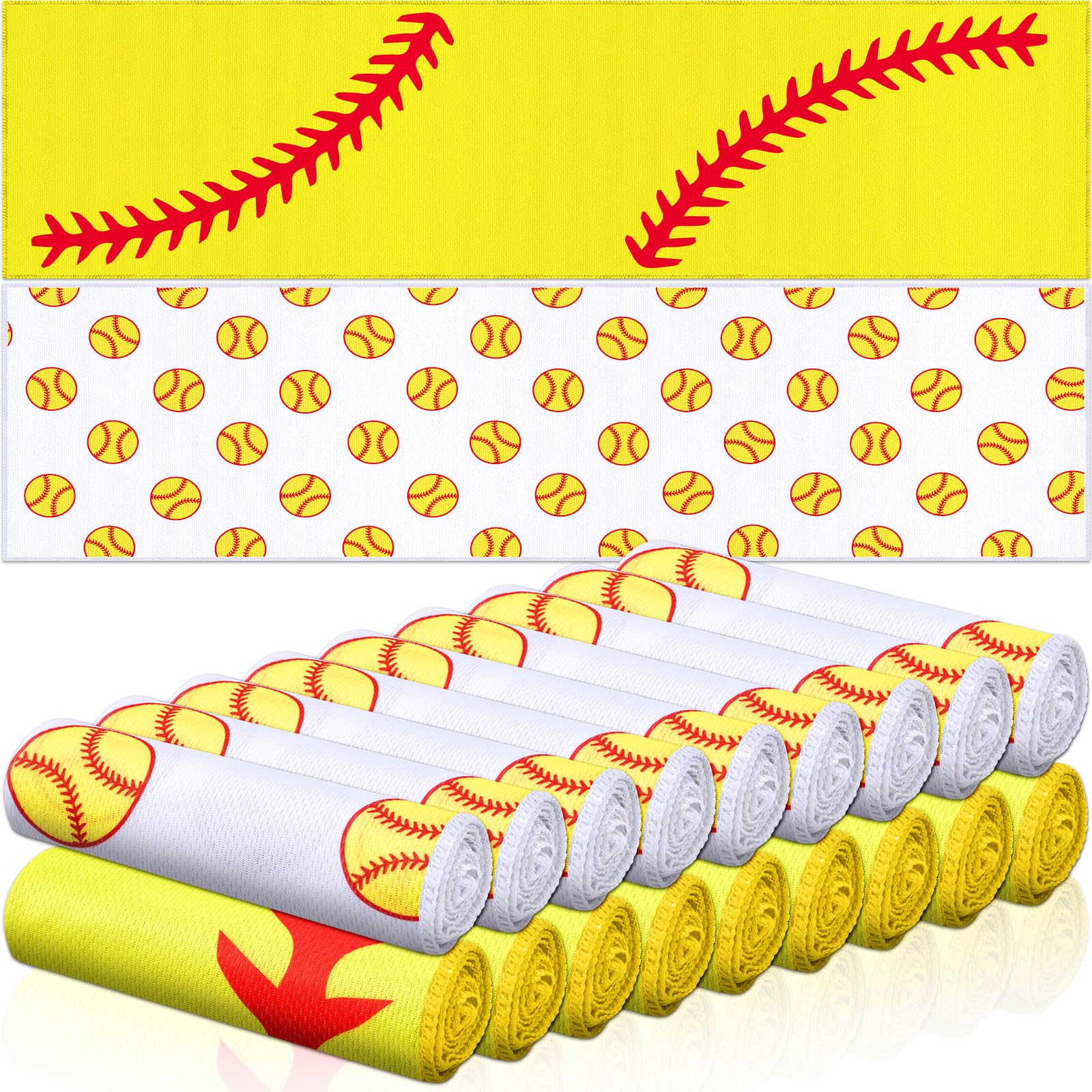 12 count Sports Cooling Towels Baseball Basketball Softball 40 x 12 Inch Breathable Soccer Football Volleyball Microfiber Ice Towel Fast Drying for Sport Party Favors Team Gift(Yellow,Softball)