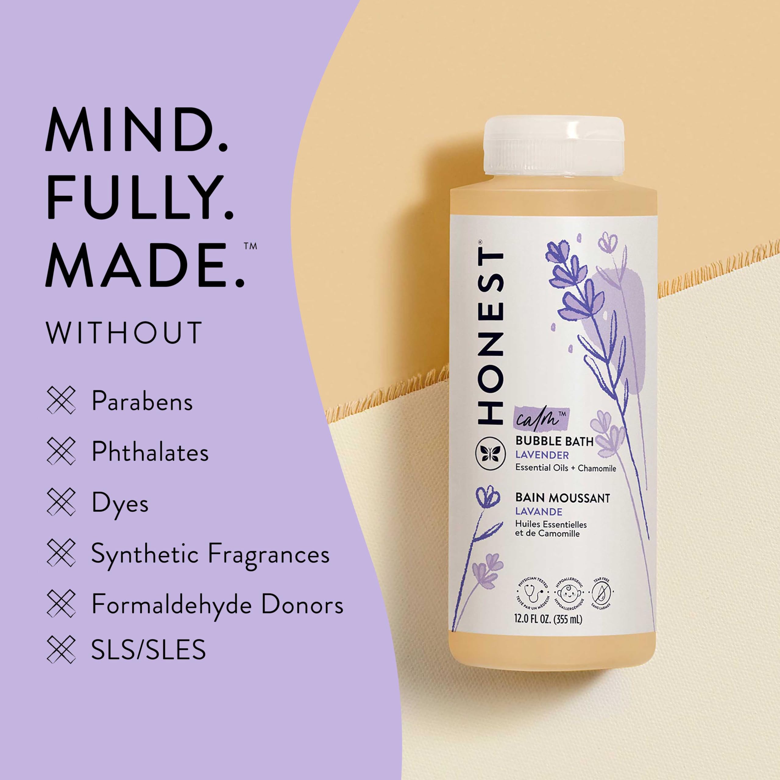 The Honest Company Foaming Bubble Bath Gentle for Baby, Naturally Derived, Tear-free, Hypoallergenic, Fragrance Free, Sensitive, 12 fl oz