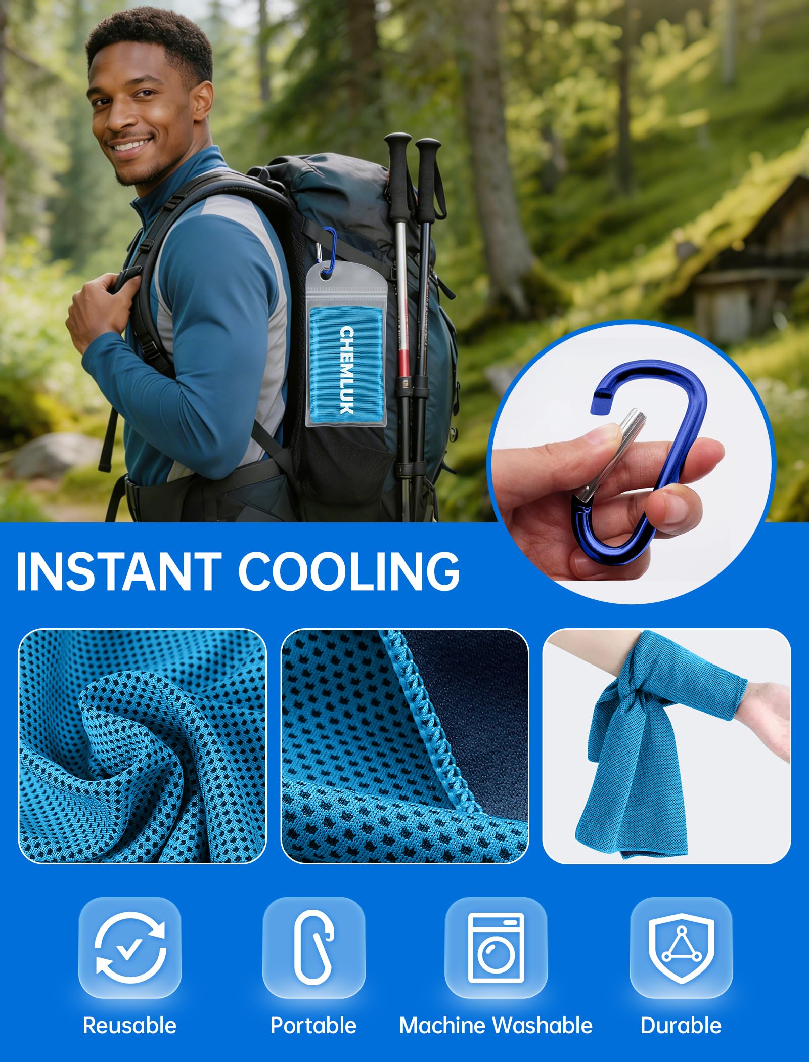 Cooling Towels for Neck and Face: Instant Cool Towel for Hot Weather UPF 50 Quick Dry Microfiber Sweat Towel for Gym Sports Workout Travel - 40"x12", 4 Packs Multicoloured