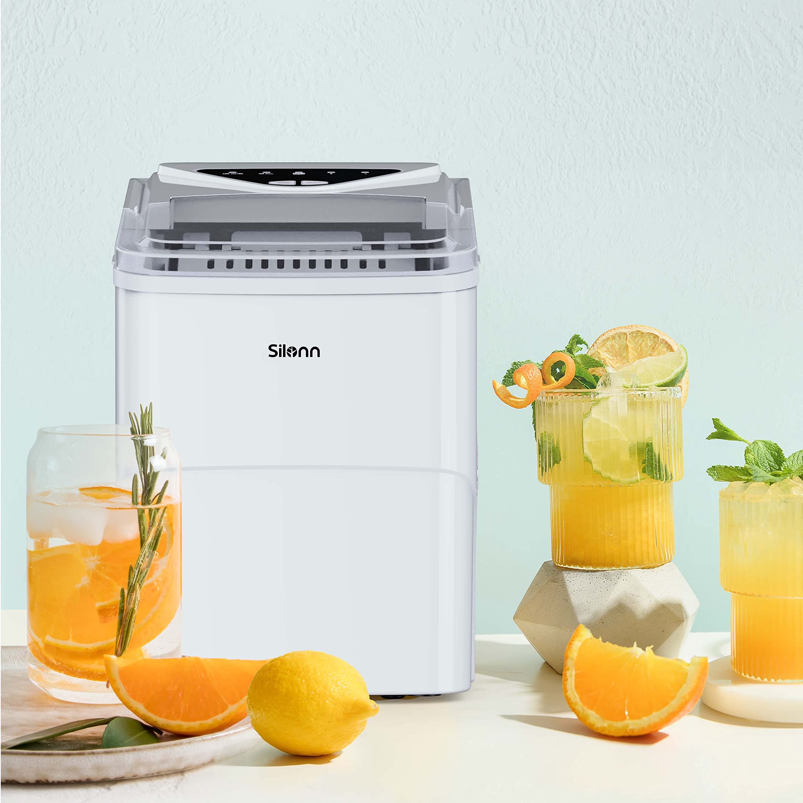 Silonn Nugget Ice Maker Countertop Pellet Machine with Self-Cleaning, Black | 36 lbs/24H, ice in 6 mins, soft chewable ice, removable cover, quiet operation, LED control panel, compact design