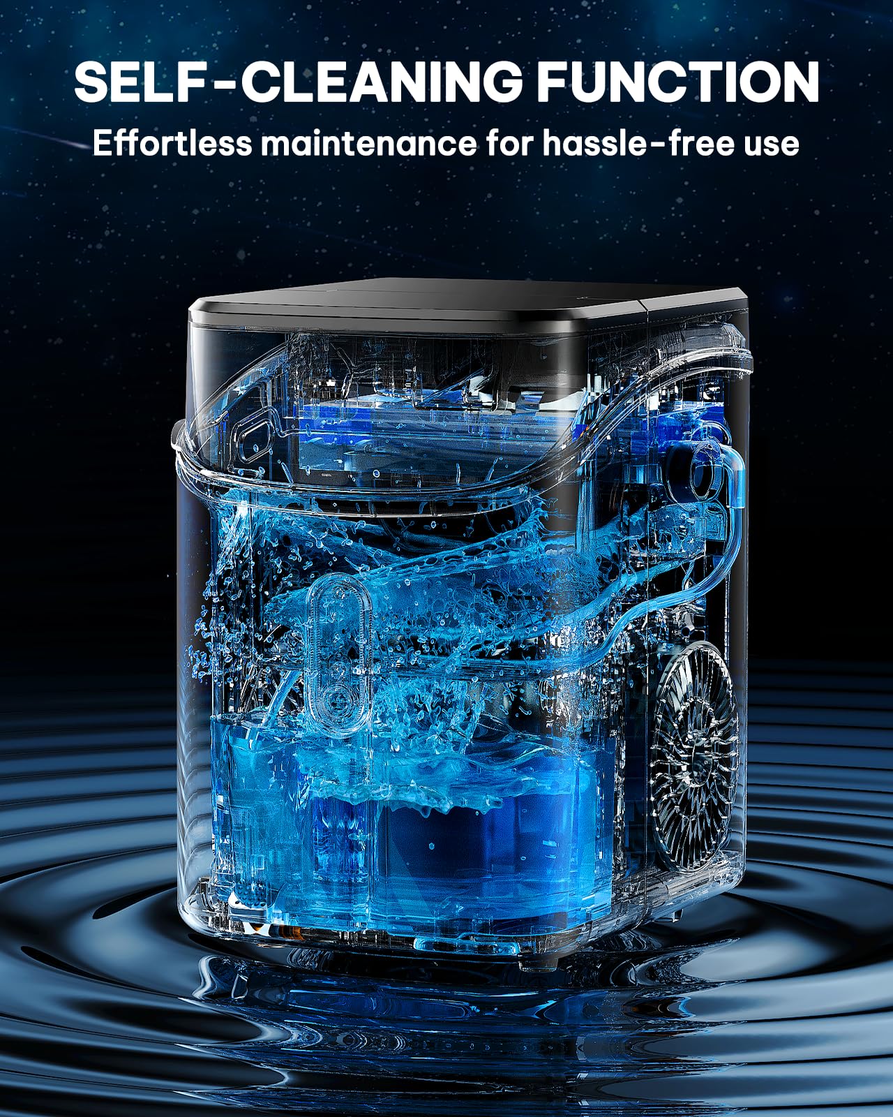 Silonn Nugget Ice Maker Countertop Pellet Machine with Self-Cleaning, Black | 36 lbs/24H, ice in 6 mins, soft chewable ice, removable cover, quiet operation, LED control panel, compact design