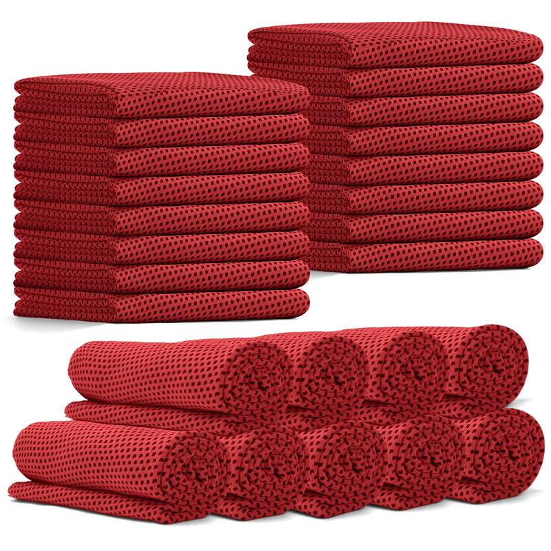 24 Pack Cooling Towels Bulk for Neck and Face 40"x12" Ice Cooling Sweat Rags Microfiber Soft Breathable Soft Chilly Towel for Yoga Golf Sport Running