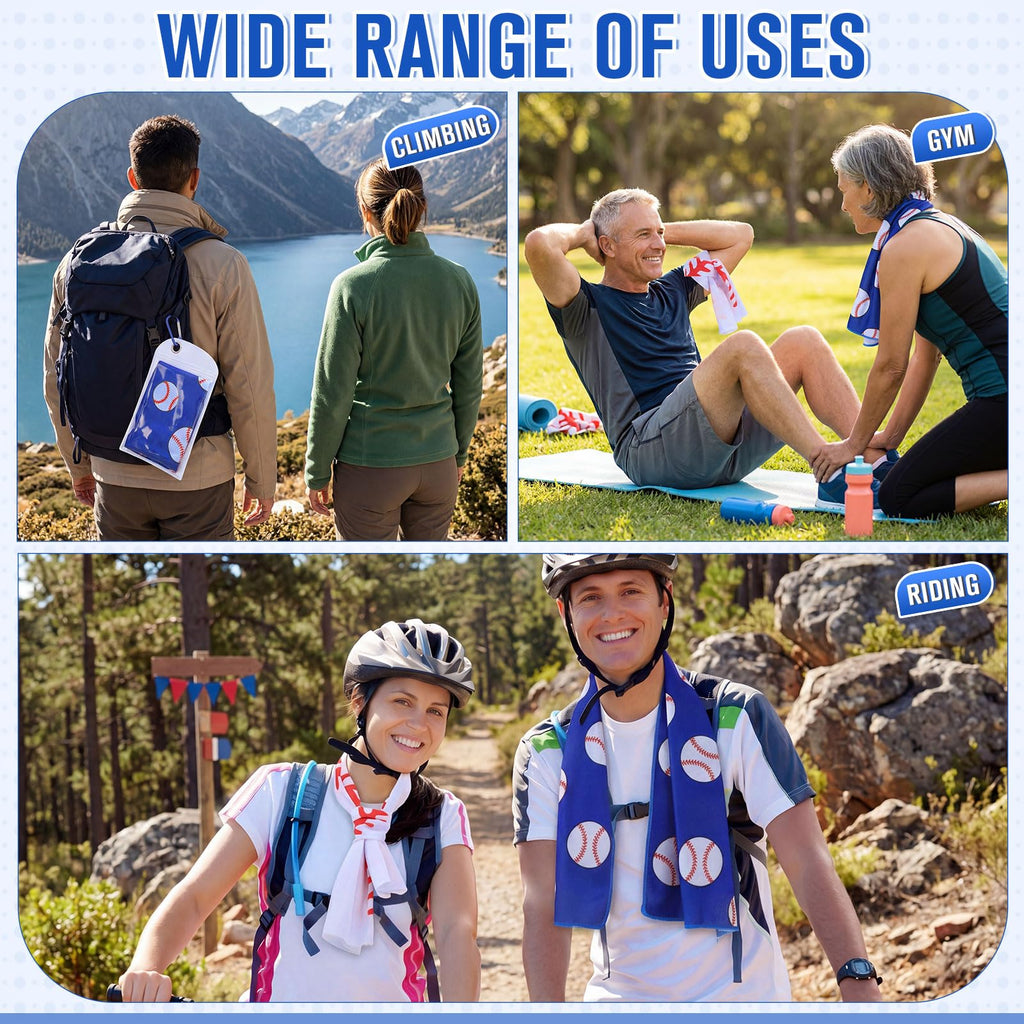 Mindsoft 12 Set Softball Cooling Towels for Sports Team Gifts with Carrying Pouch 30 x 9 Inch Softball Towels Bulk Microfiber Ice Cooling Rags for Birthday Party Favors Swag Bag Stuffers