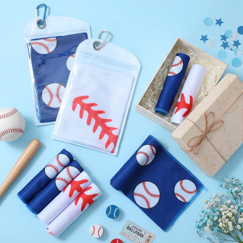 Mindsoft 12 Set Softball Cooling Towels for Sports Team Gifts with Carrying Pouch 30 x 9 Inch Softball Towels Bulk Microfiber Ice Cooling Rags for Birthday Party Favors Swag Bag Stuffers
