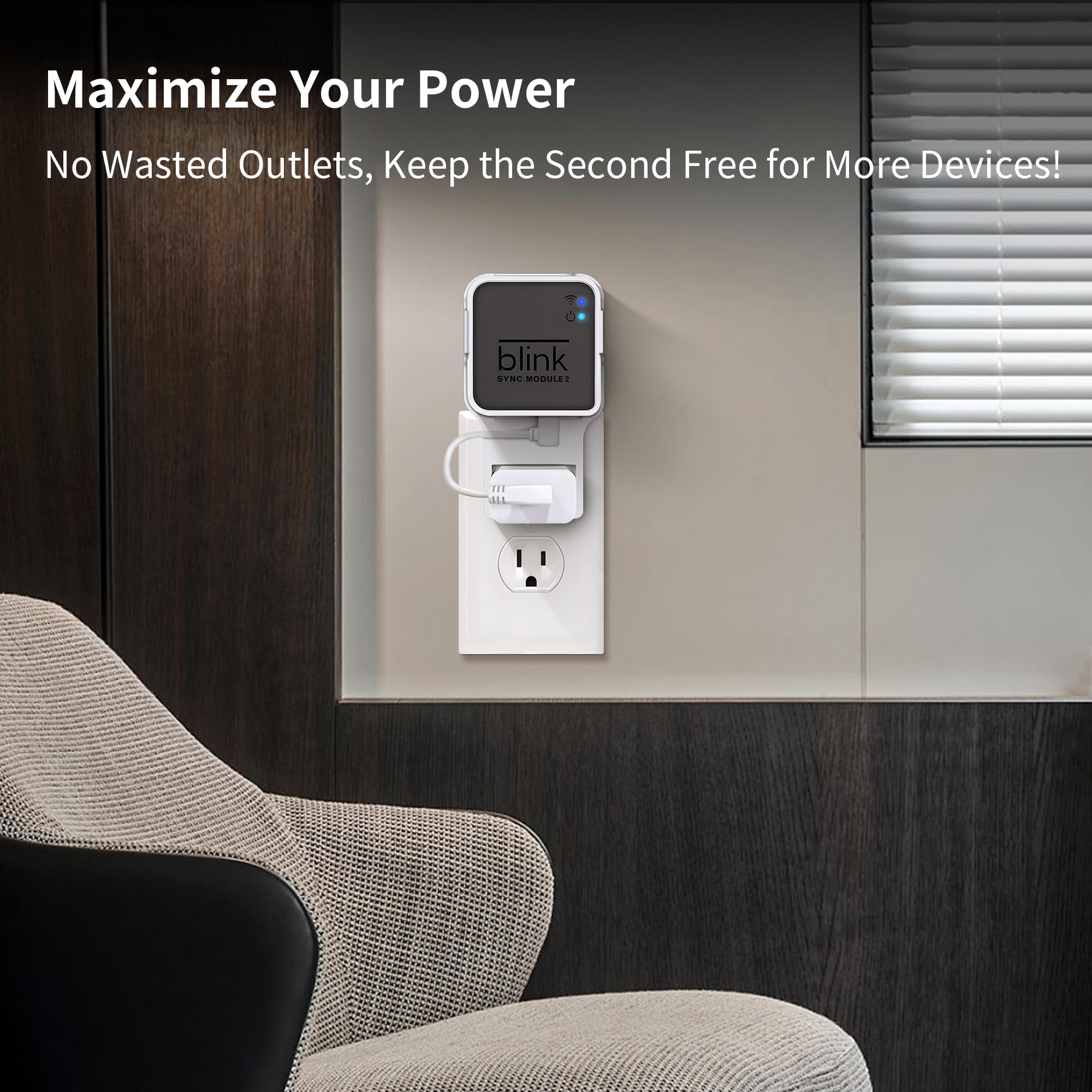 Kidjoyo Wall Mount for Blink Sync Module 2 with Short Cable - Save Space - No Messy Wires - Easy Move Mount Bracket Holder for Blink Outdoor Indoor Security Camera