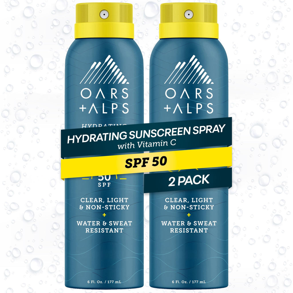 Oars + Alps SPF 50 Face & Body Broad Spectrum Sunscreen Spray | Fast-Absorbing, Lightweight, Non-Greasy, Hawaii Reef Act 104 Compliant, Water-Resistant, Octinoxate + Oxybenzone Free, 6 Oz, 1 Pack