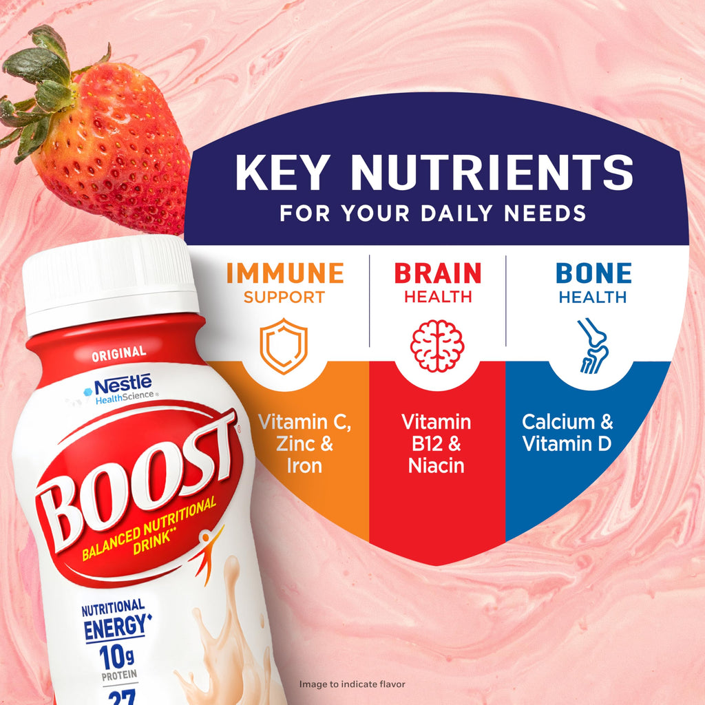 BOOST Original Ready to Drink Nutritional Drinks, Peaches & Creme, 8 Fl Oz (Pack of 24)
