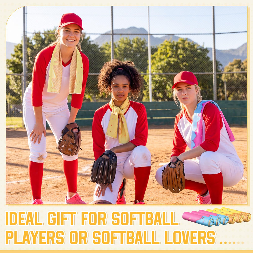 12 count Sports Cooling Towels Baseball Basketball Softball 40 x 12 Inch Breathable Soccer Football Volleyball Microfiber Ice Towel Fast Drying for Sport Party Favors Team Gift(Yellow,Softball)