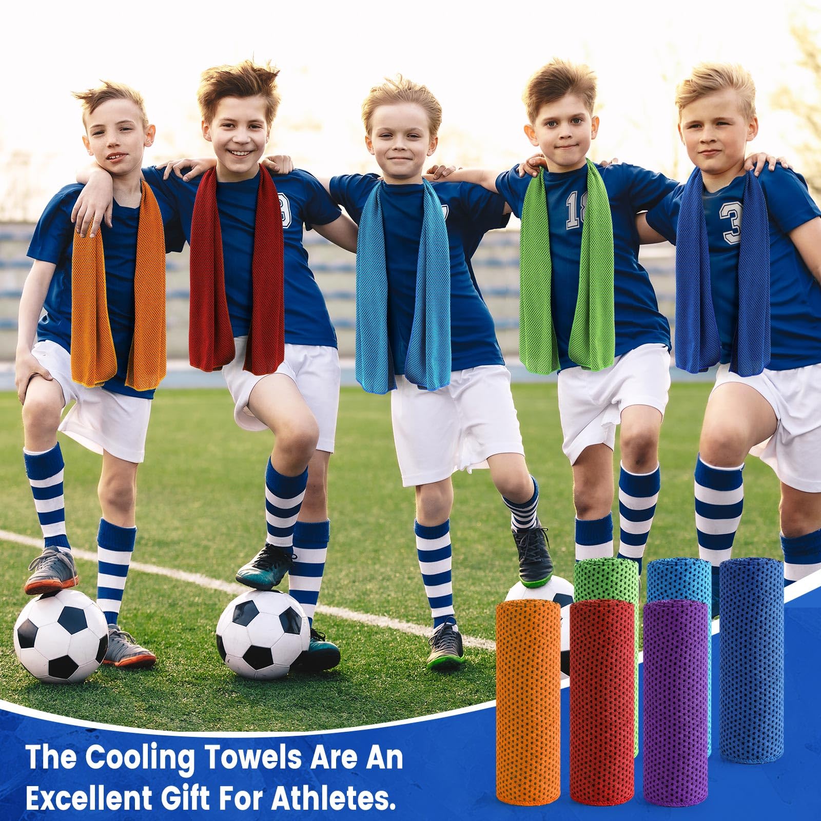 Hosuly 6 Pack Cooling Towels 40"x12" Ice Towel Cooling Neck Wraps Soft Breathable Chilly Stay Cool in Summer for Sports Yoga Golf Gym Activities(Black)