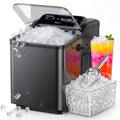 Nugget Ice Maker Countertop, Pellet Ice Makers Soft Chewable Ice 35lbs/Day, Premium Stainless Steel Ice Maker Machine Ready in 6 Mins with Scoop, Touch Screen & Auto Ice Drop for Home Kitchen Office