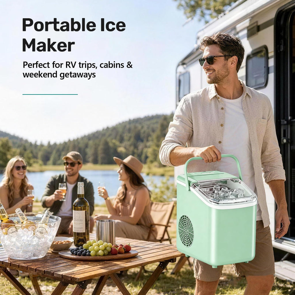OLIXIS Countertop Ice Maker with Self-Cleaning, Portable Ice Maker Machine with Scoop, 26Lbs/24H, 9 Cubes in 6 Mins, 2 Sizes of Bullet for Home, Kitchen, Office, White