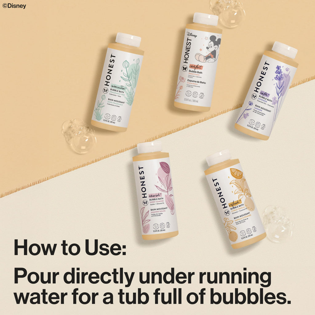 The Honest Company Foaming Bubble Bath Gentle for Baby, Naturally Derived, Tear-free, Hypoallergenic, Fragrance Free, Sensitive, 12 fl oz
