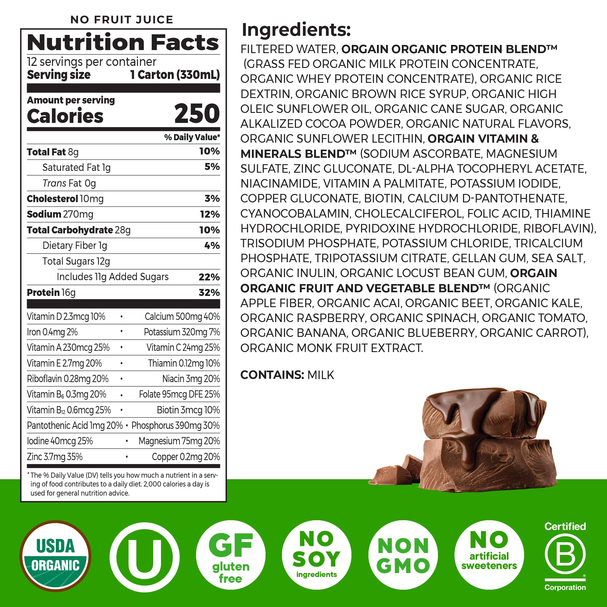 Orgain Organic Nutritional Protein Shake, 16g Grass Fed Whey Protein, Meal Replacement, 20 Vitamins & Minerals, Fruits & Vegetables Variety Pack, Chocolate, Vanilla, Mocha, 11 Fl Oz (12 Pack)