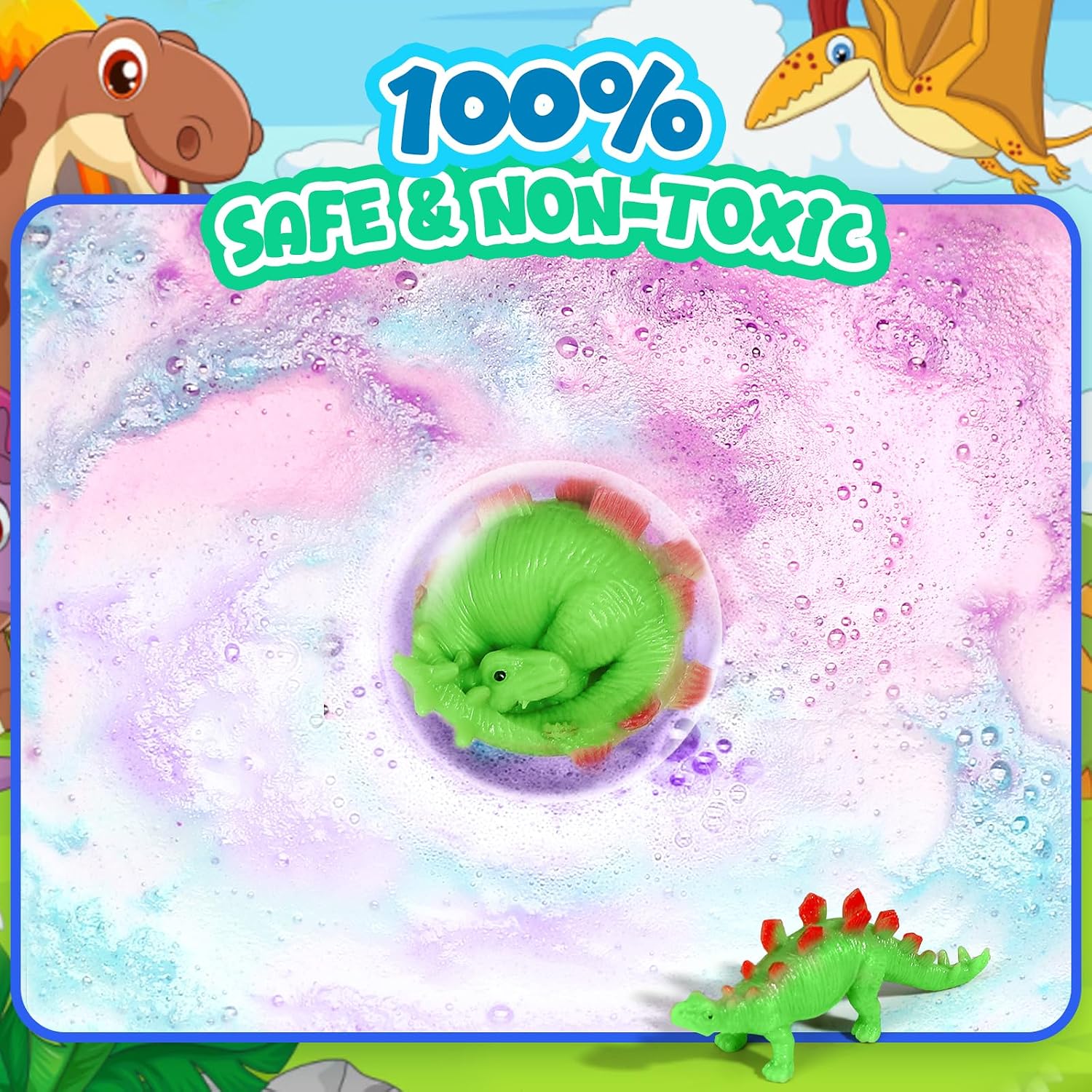 Bath Bombs for Kids with Dragon Toys Inside, Boo Basket Stuffers, Sanyi Dinosaur Toys Gifts for Kids 3-7, Dino Egg Fillers Bubble Bath Birthday Gifts Christmas Stocking Stuffers for Boys Toddler