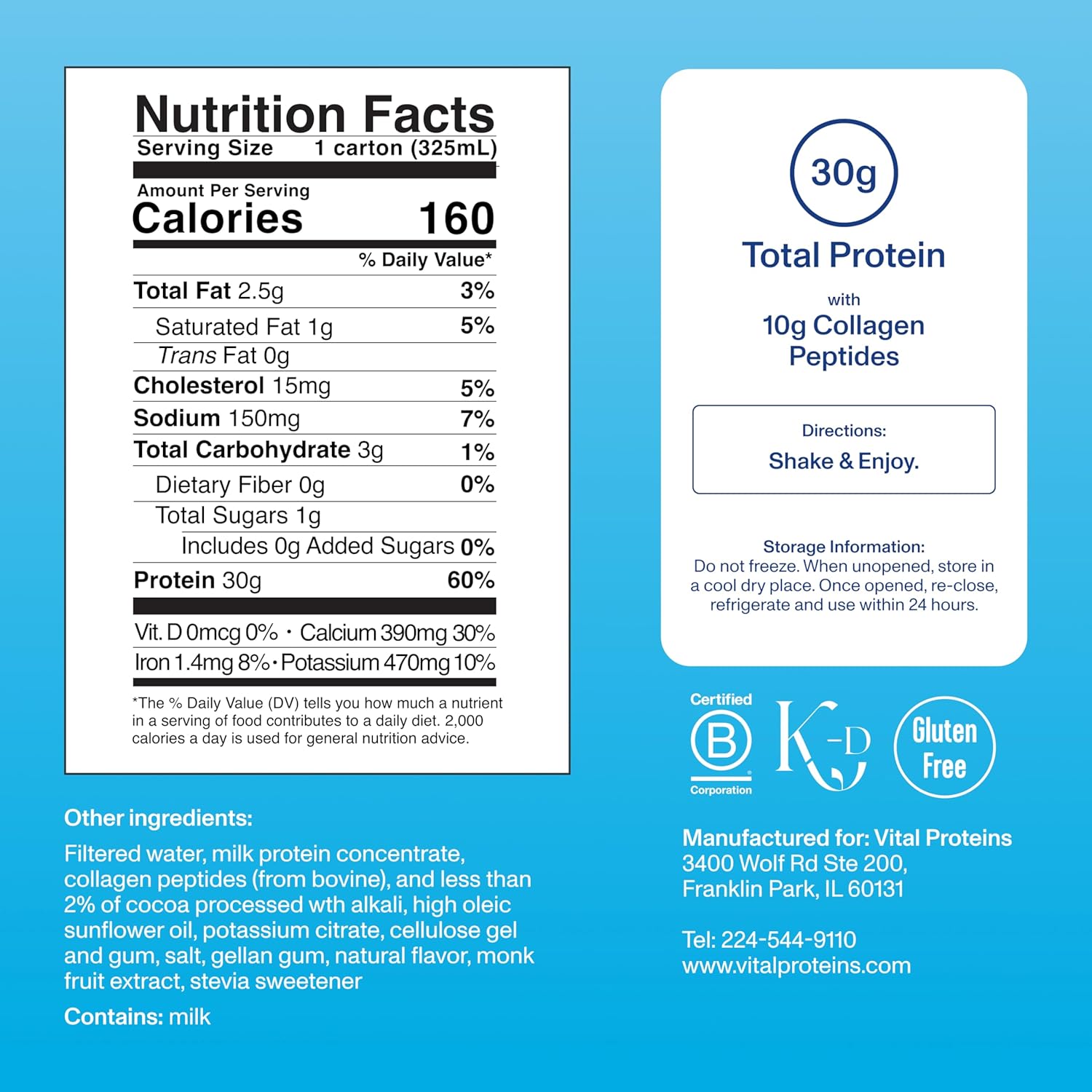 Vital Proteins® Chocolate Collagen & Protein Shake, 30g Total Protein Including 10g Collagen Peptides, Healthy Hair, Skin, Nails & Joints**