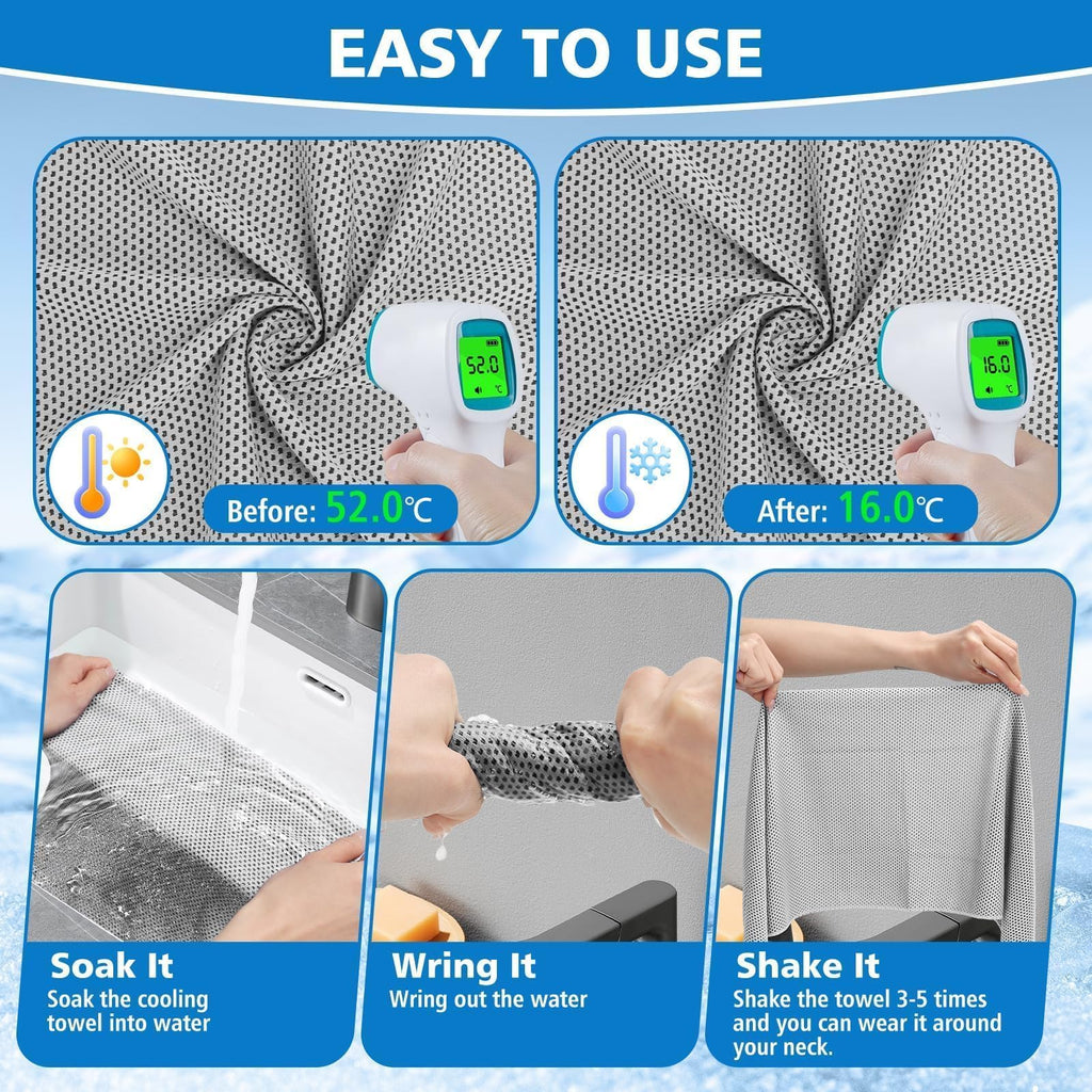 24 Pack Cooling Towels Bulk for Neck and Face 40"x12" Ice Cooling Sweat Rags Microfiber Soft Breathable Soft Chilly Towel for Yoga Golf Sport Running