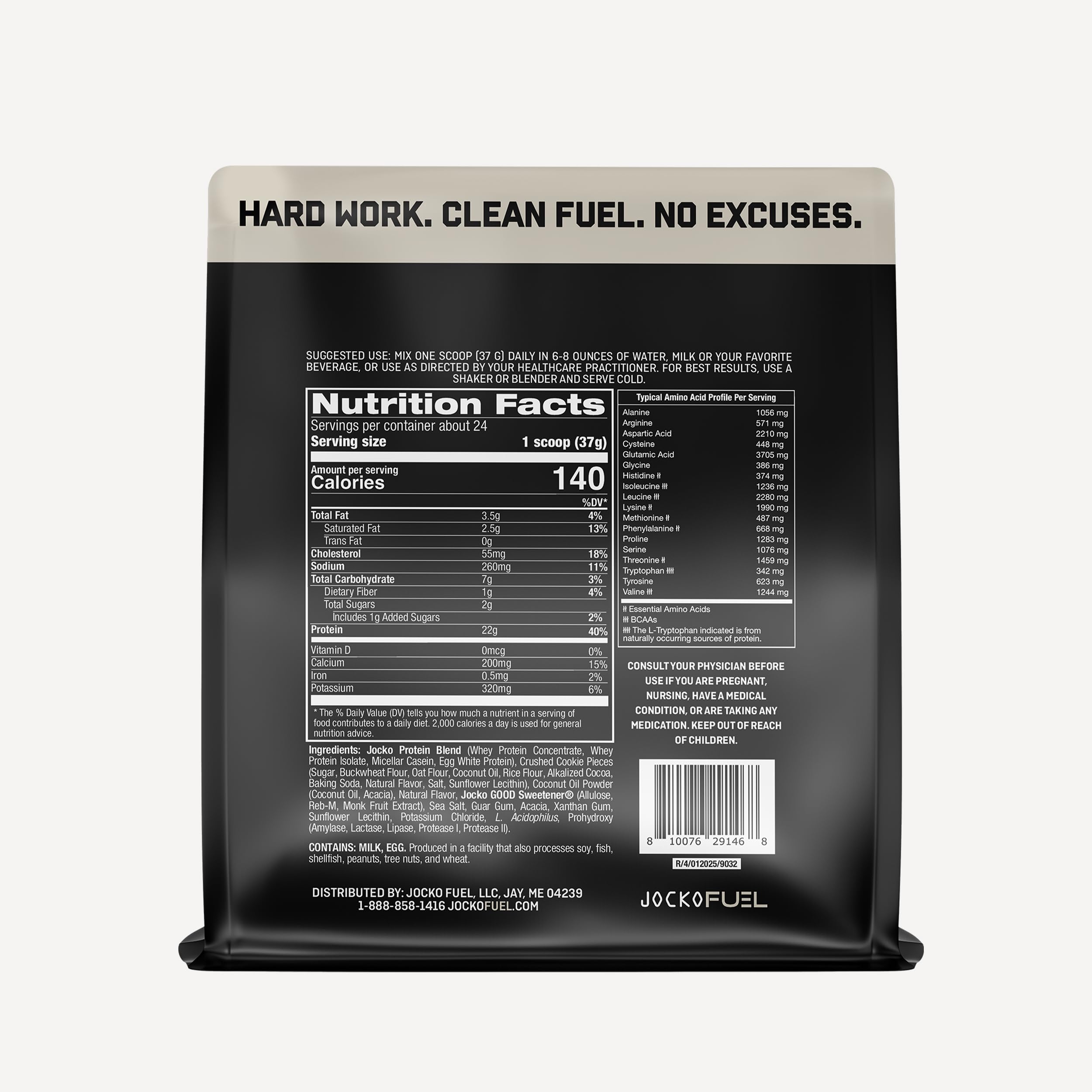 Jocko Fuel Whey Protein Powder, Chocolate Peanut Butter, 22g Protein, Digestive Enzymes + Probiotic Blend, No Sugar Added, with Essential Amino Acids + Electrolyte Minerals, 25 Servings