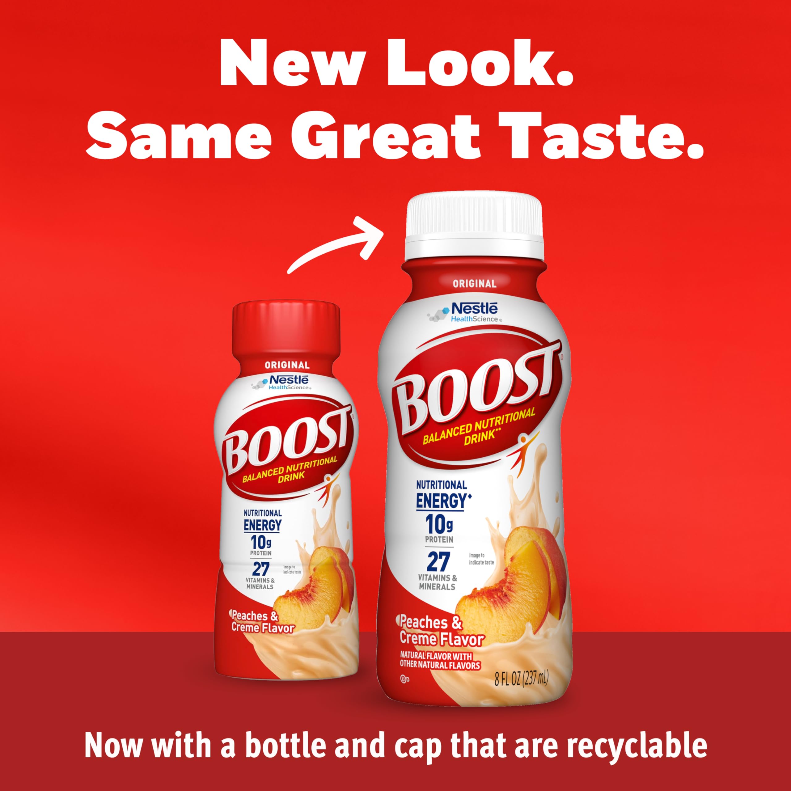 BOOST Original Ready to Drink Nutritional Drinks, Peaches & Creme, 8 Fl Oz (Pack of 24)