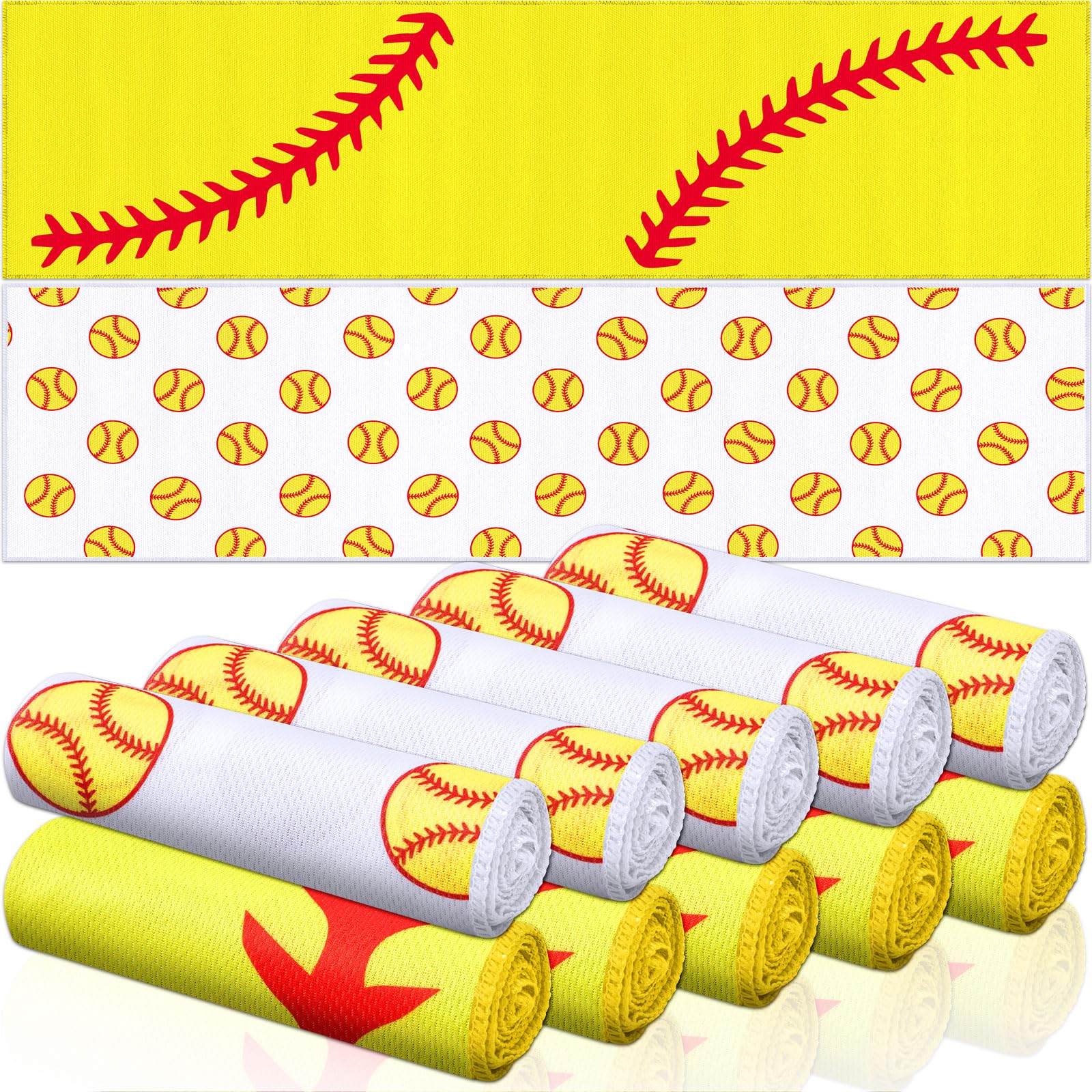 12 count Sports Cooling Towels Baseball Basketball Softball 40 x 12 Inch Breathable Soccer Football Volleyball Microfiber Ice Towel Fast Drying for Sport Party Favors Team Gift(Yellow,Softball)