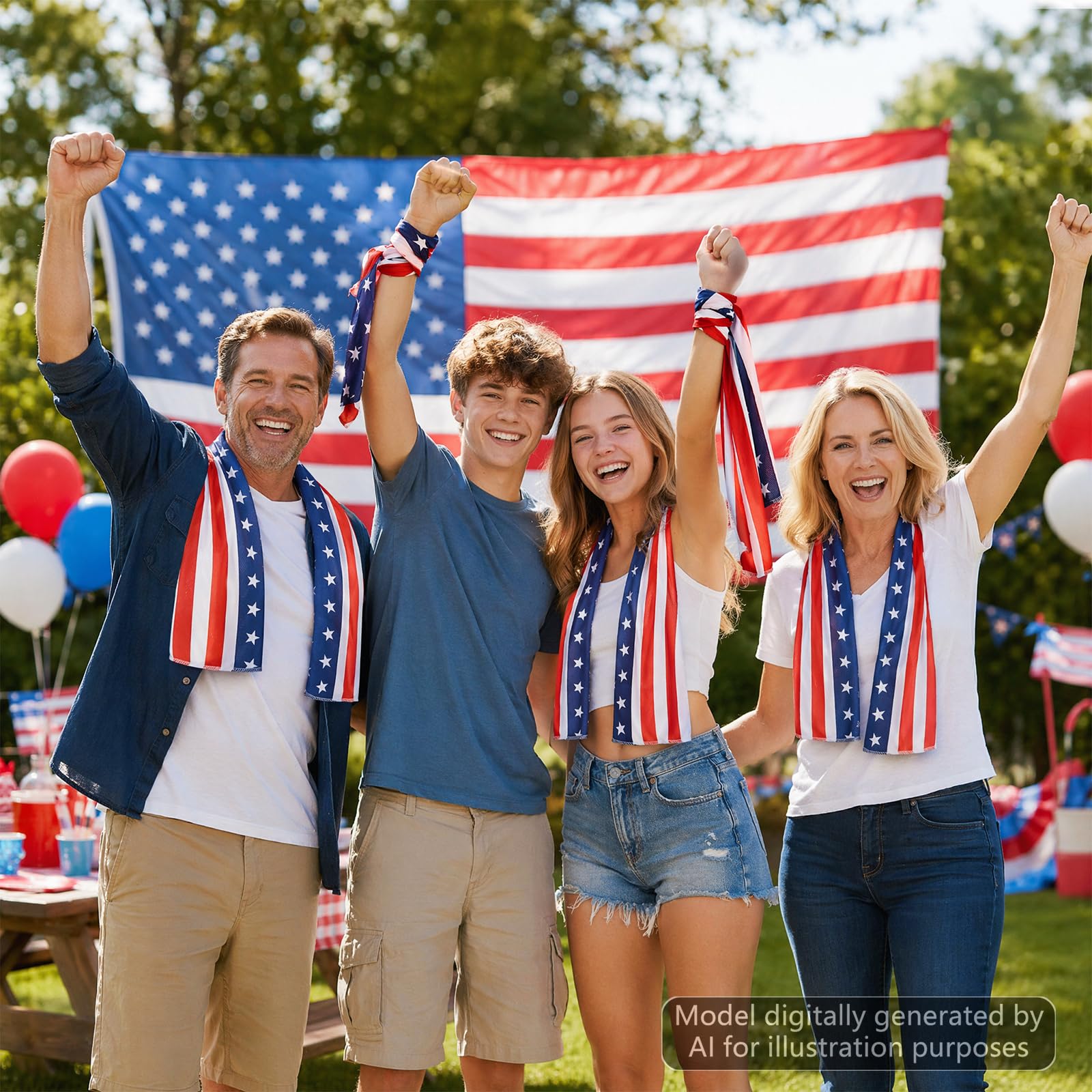 30Pcs 250th Anniversary Patriotic Cooling Towels for Neck and Face 40 x 12 Inch American Flag Sports Workout Ice Towel for Sweat Microfiber Breathable Chilly Bulk Neck Wraps for 4th of July Outdoor