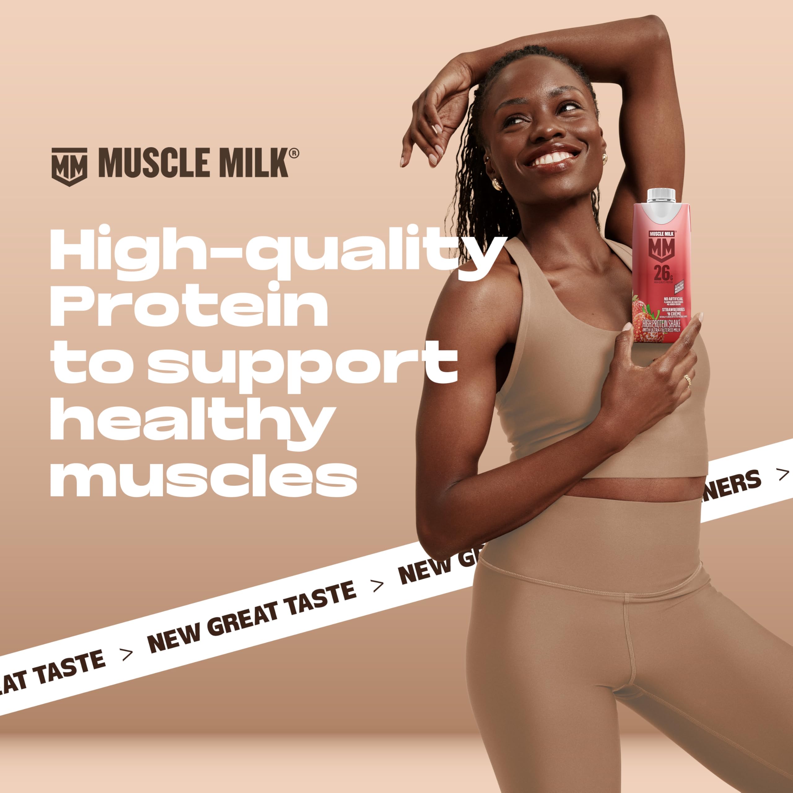 Muscle Milk High Protein Shake, Chocolate, 11 fl oz Cartons (12 Pack) Ultra Filtered Milk, 26g High Quality Protein Shake, 3g Sugar, 160 Calories, No Artificial Flavors, No Artificial Sweeteners, No Added Colors