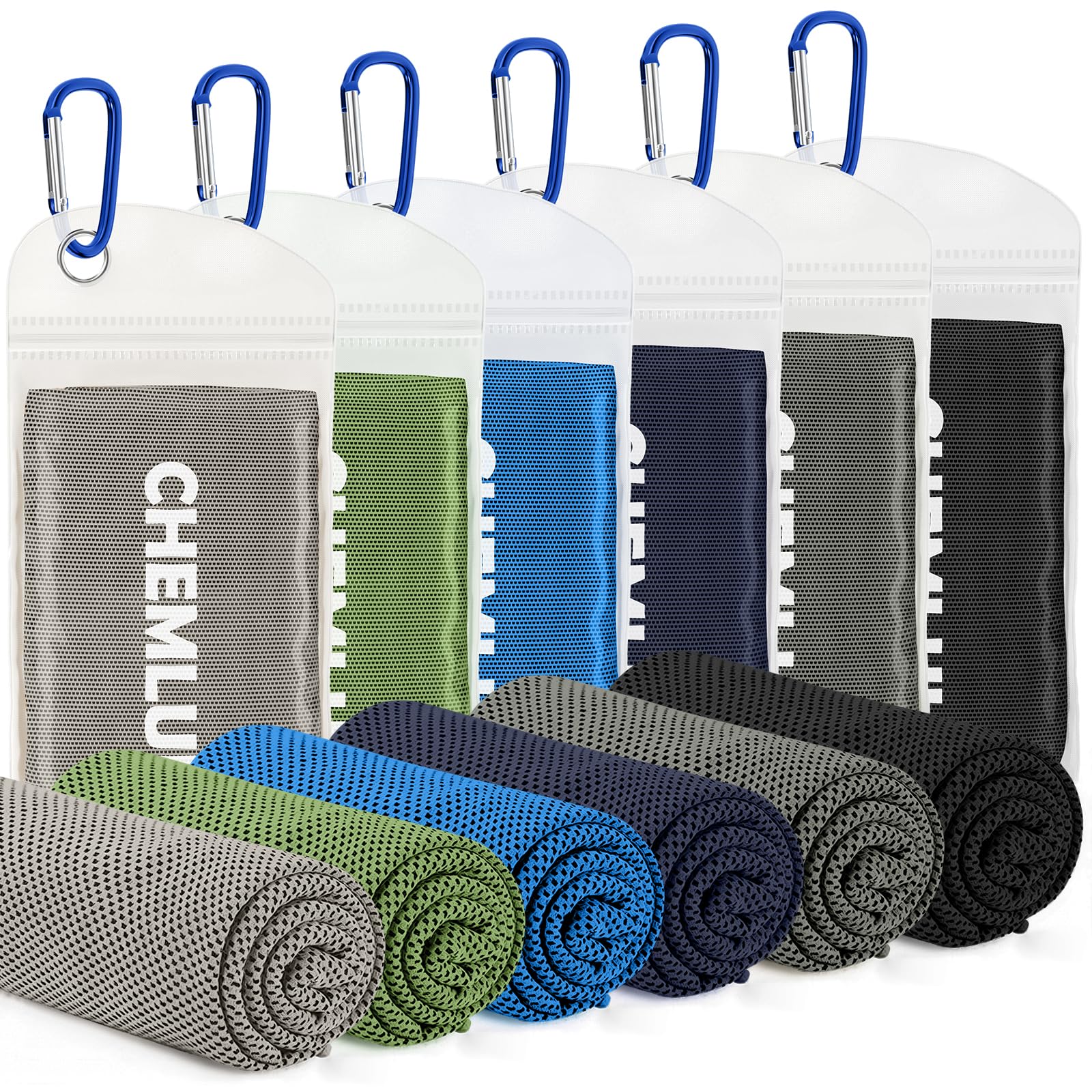 Cooling Towels for Neck and Face: Instant Cool Towel for Hot Weather UPF 50 Quick Dry Microfiber Sweat Towel for Gym Sports Workout Travel - 40"x12", 4 Packs Multicoloured